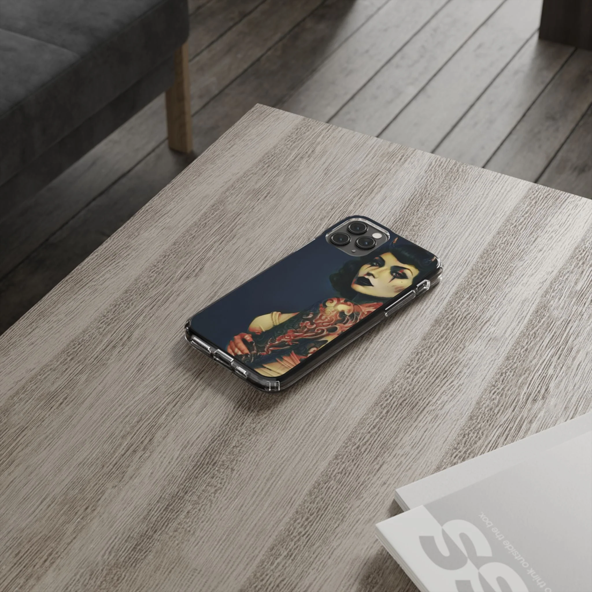 Gothic Devilish Tattooed Beauty Clear Phone Case - Image 29