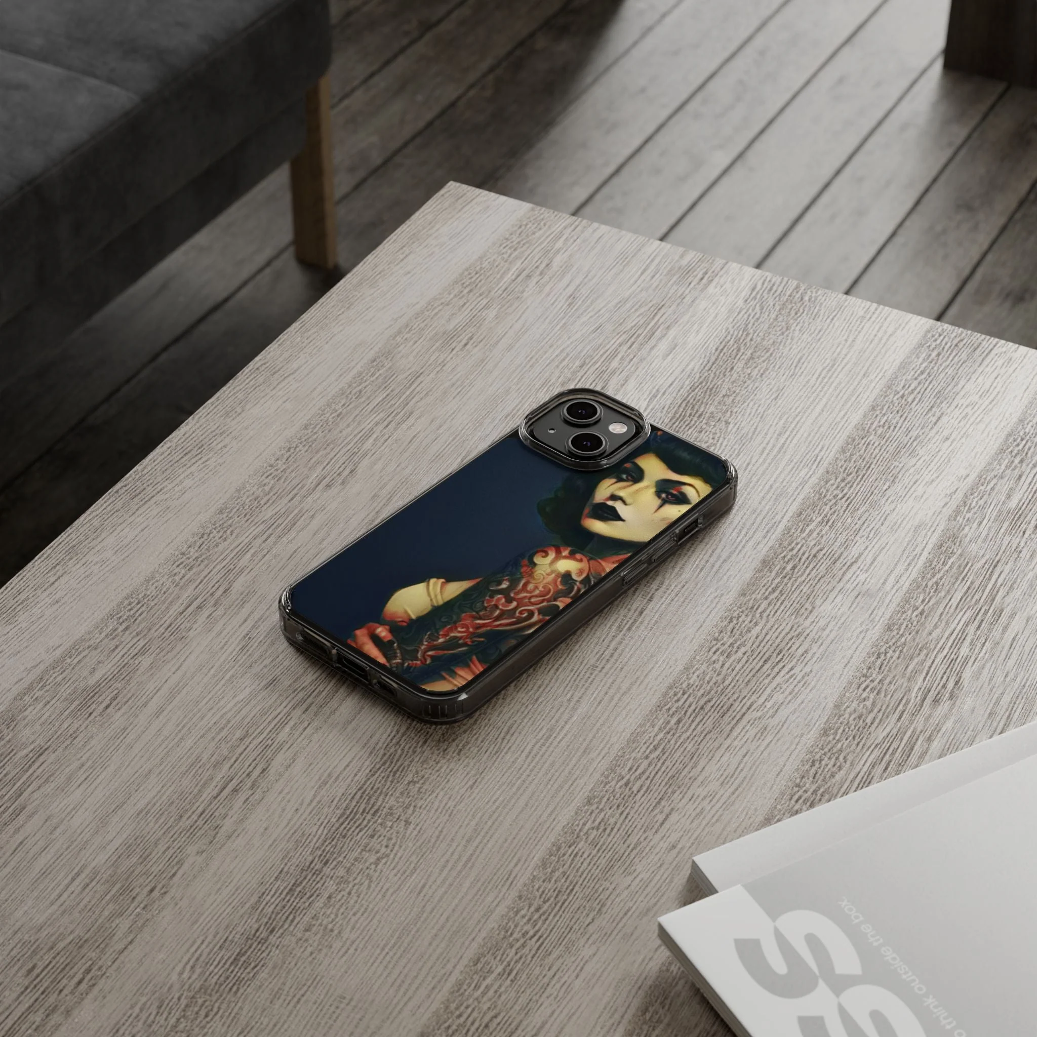Gothic Devilish Tattooed Beauty Clear Phone Case - Image 33