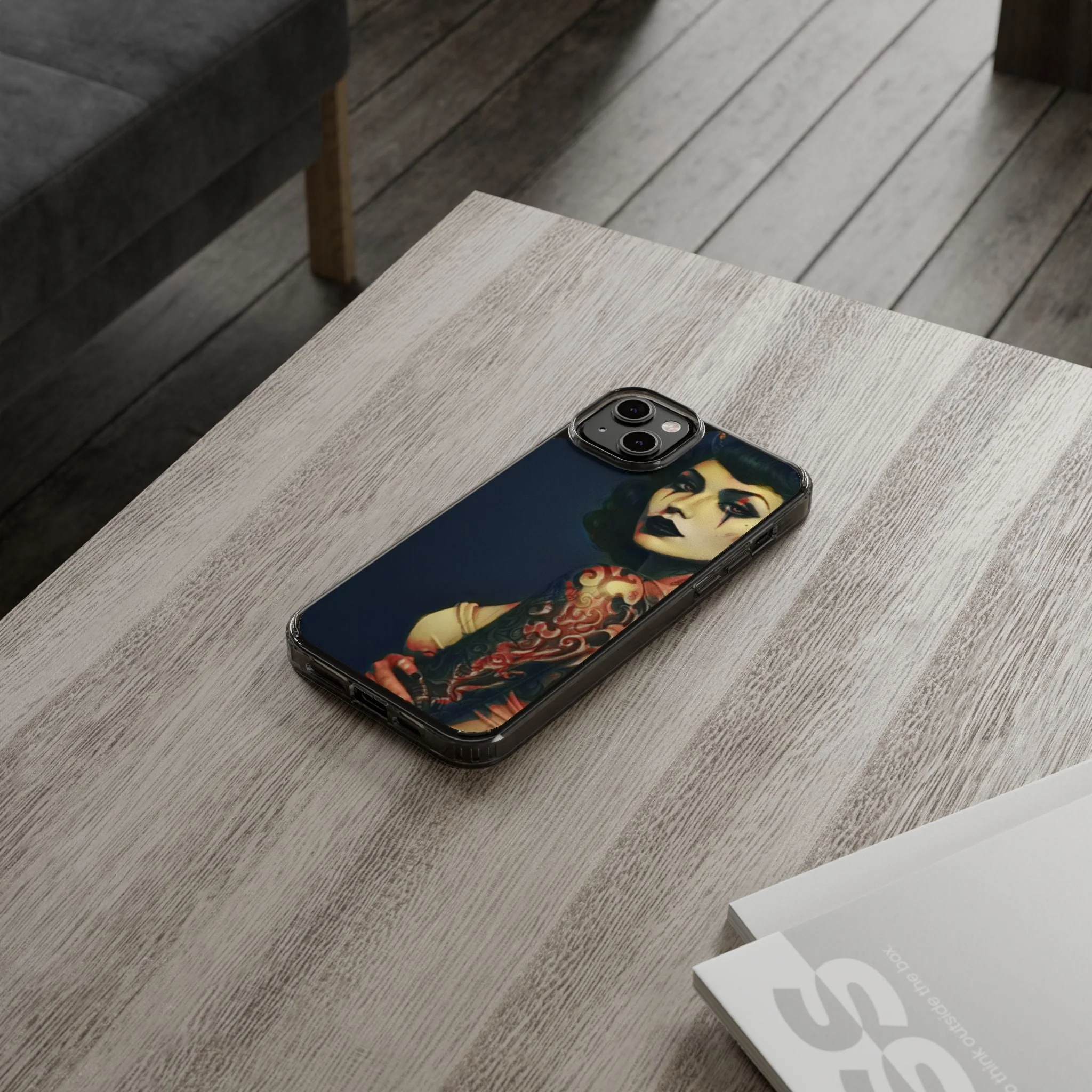 Gothic Devilish Tattooed Beauty Clear Phone Case - Image 36