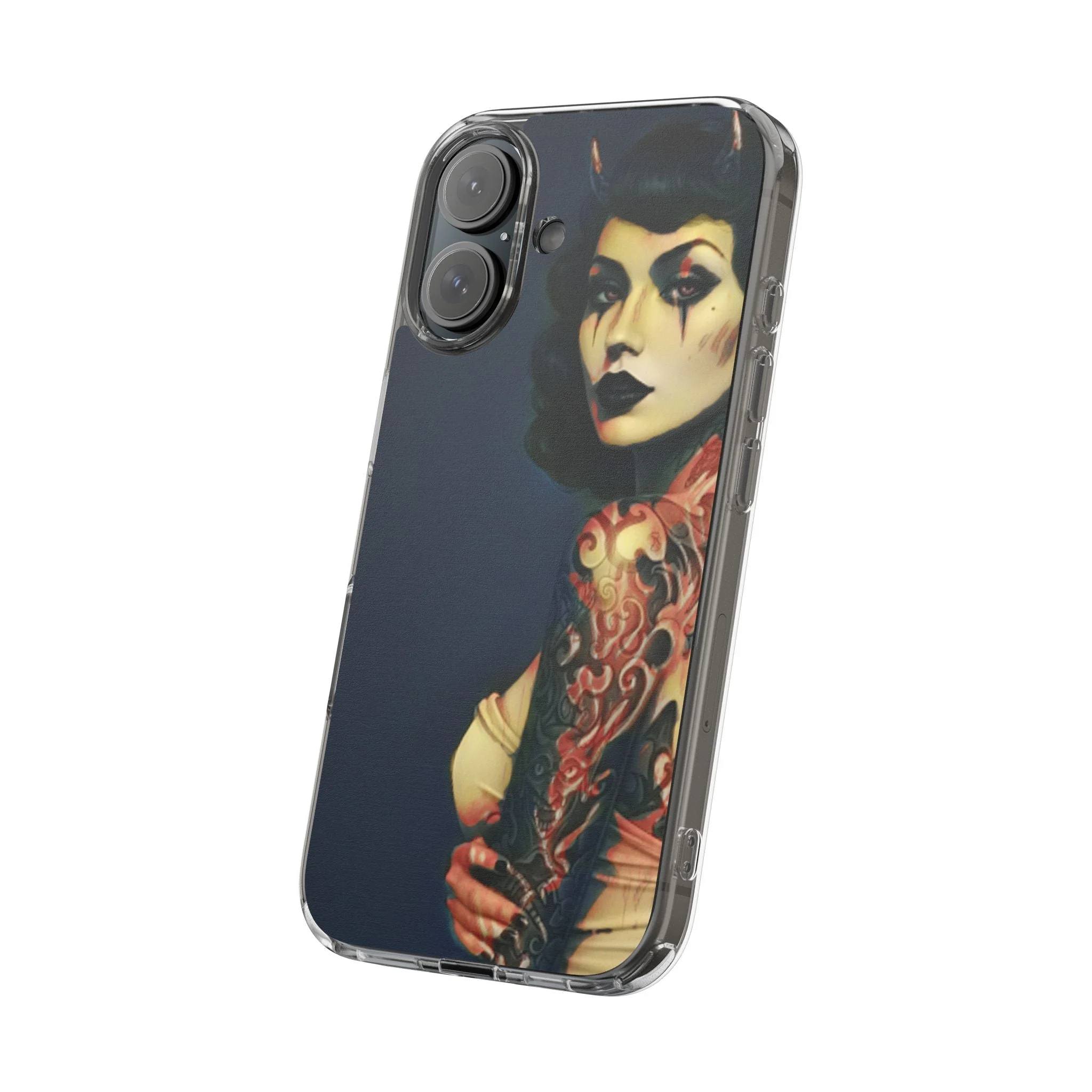 Gothic Devilish Tattooed Beauty Clear Phone Case - Image 48