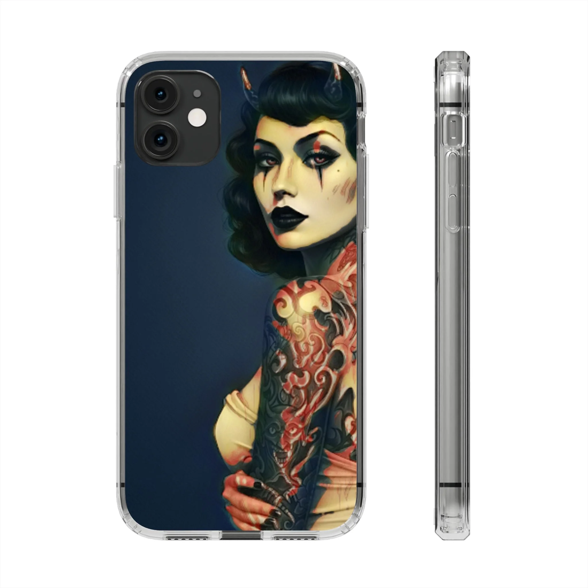 Gothic Devilish Tattooed Beauty Clear Phone Case - Image 6