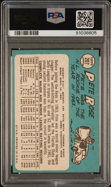 Graded 1965 Topps Pete Rose #207 Baseball Card PSA 5 Excellent - Image 2