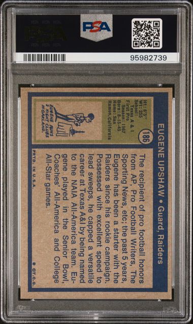 Graded 1972 Topps Eugene Gene Upshaw #186 Football Card PSA 3 Very Good - Image 2