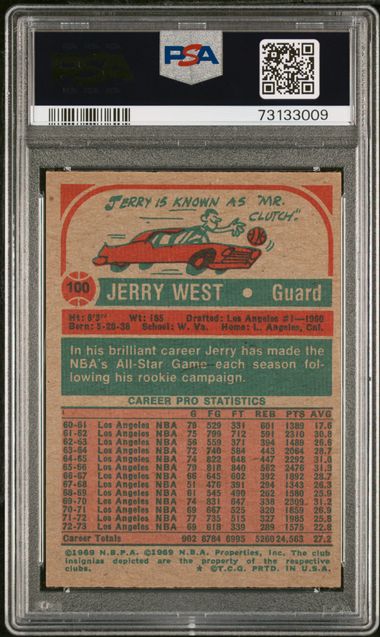 Graded 1973 Topps Jerry West #100 Basketball Card PSA 6 EX-MT - Image 2