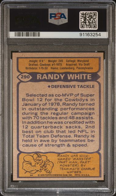 Graded 1979 Topps Randy White #290 Football Card PSA 8 NM-MT - Image 2