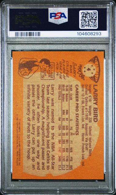 Graded 1981 Topps Larry Bird #4 2nd Year Basketball Card PSA 7 NM - Image 2
