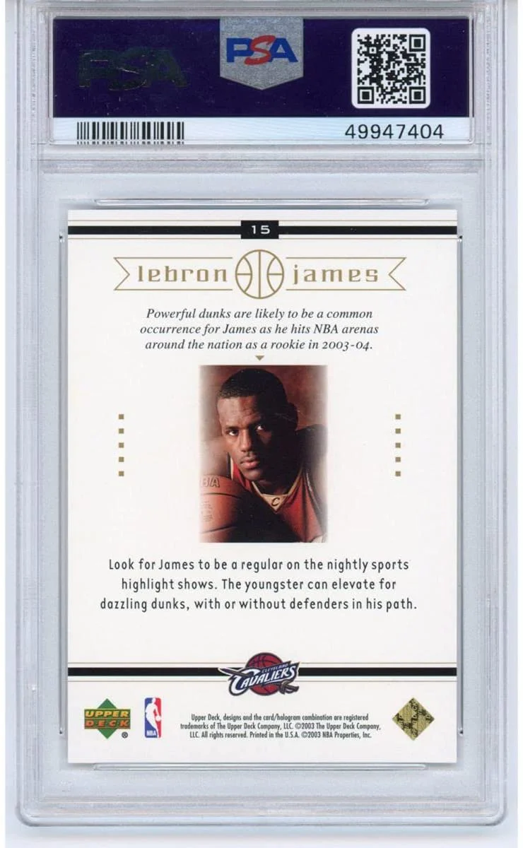 Graded 2003-04 Upper Deck LeBron James #15 Box Set Rookie RC Basketball Card PSA 10 Gem Mint - Image 2