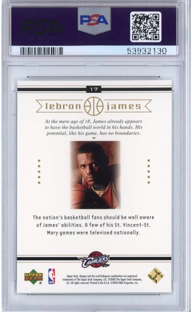Graded 2003-04 Upper Deck LeBron James #17 Box Set Rookie RC Basketball Card PSA 10 Gem Mint - Image 2