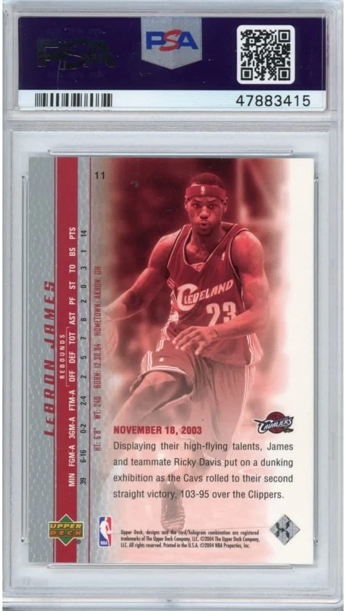 Graded 2003-04 Upper Deck UD LeBron James #11 Phenomenal Beginning Rookie RC Basketball Card PSA 10 Gem Mint - Image 2