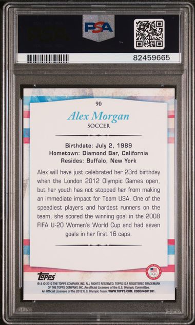 Graded 2012 Topps USA Olympics Alex Morgan #90 Rookie RC Soccer Card PSA 10 Gem Mint - Image 2