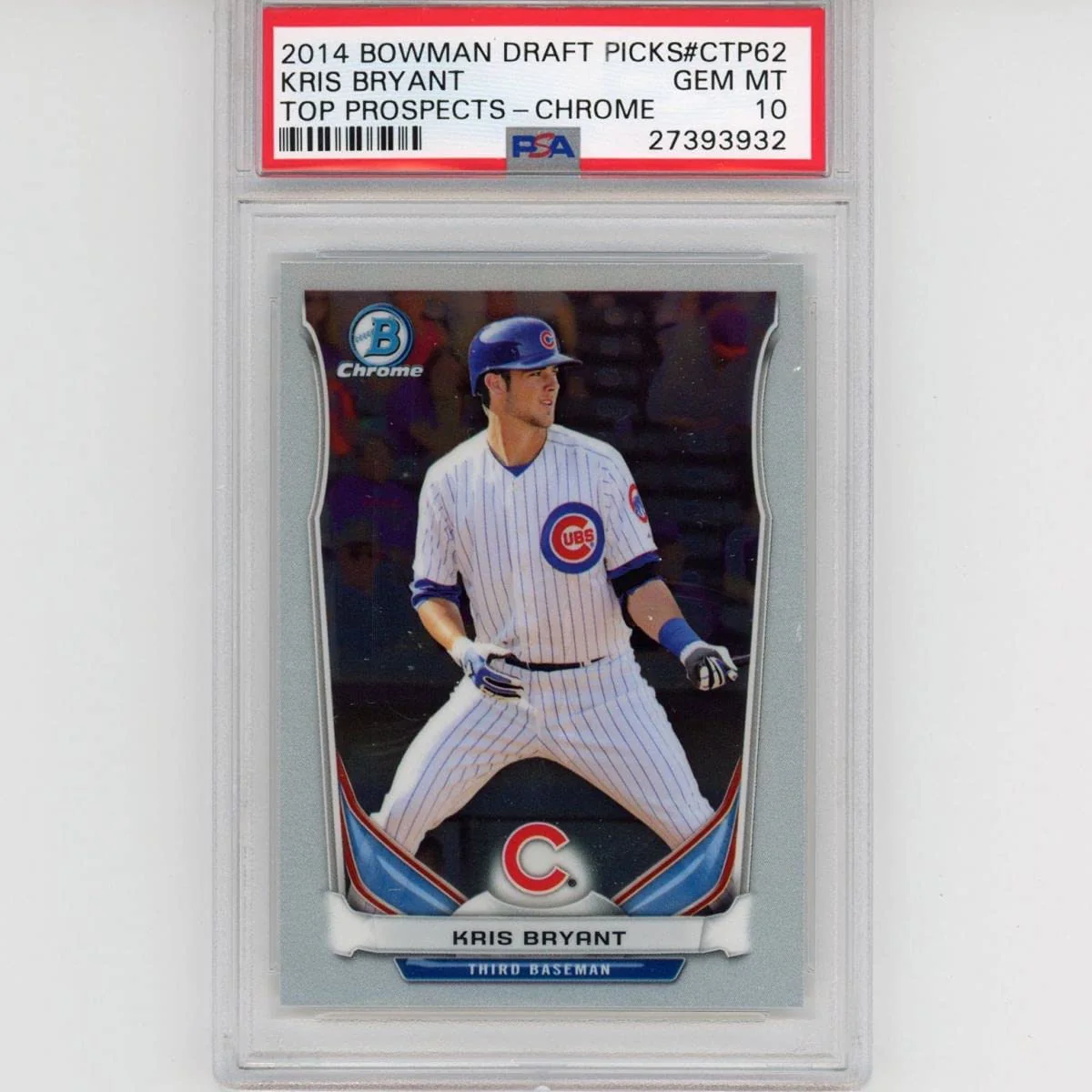 Graded 2014 Bowman Draft Picks Chrome Kris Bryant #CTP62 Rookie RC Baseball Card PSA 10 Gem Mint
