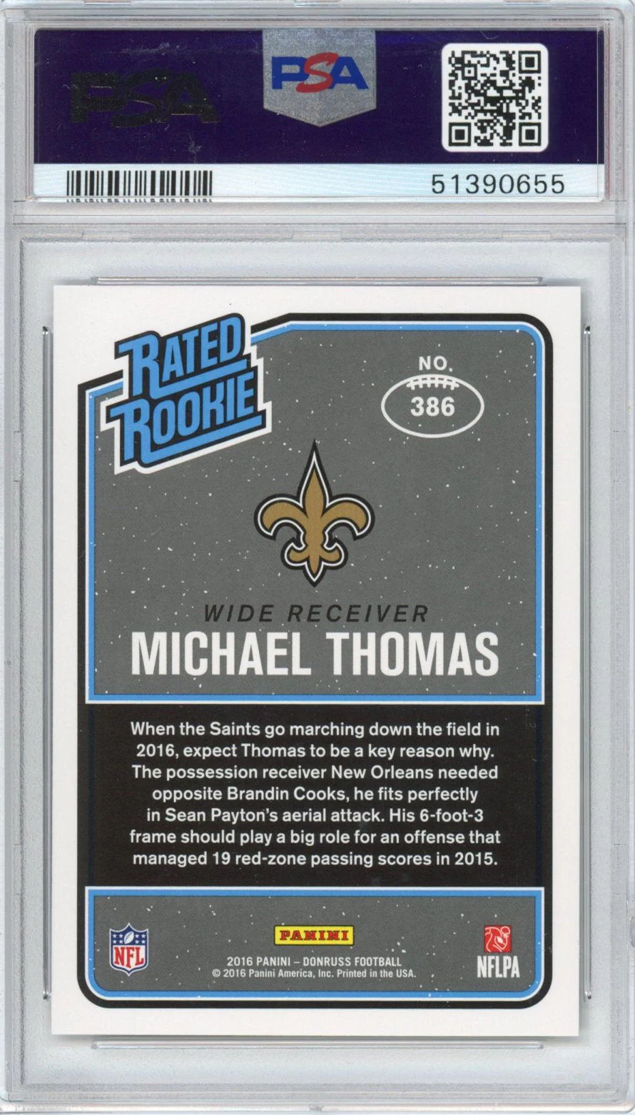 Graded 2016 Panini Donruss Michael Thomas #386 Rookie RC Football Card PSA 10 Gem Mint - Image 2