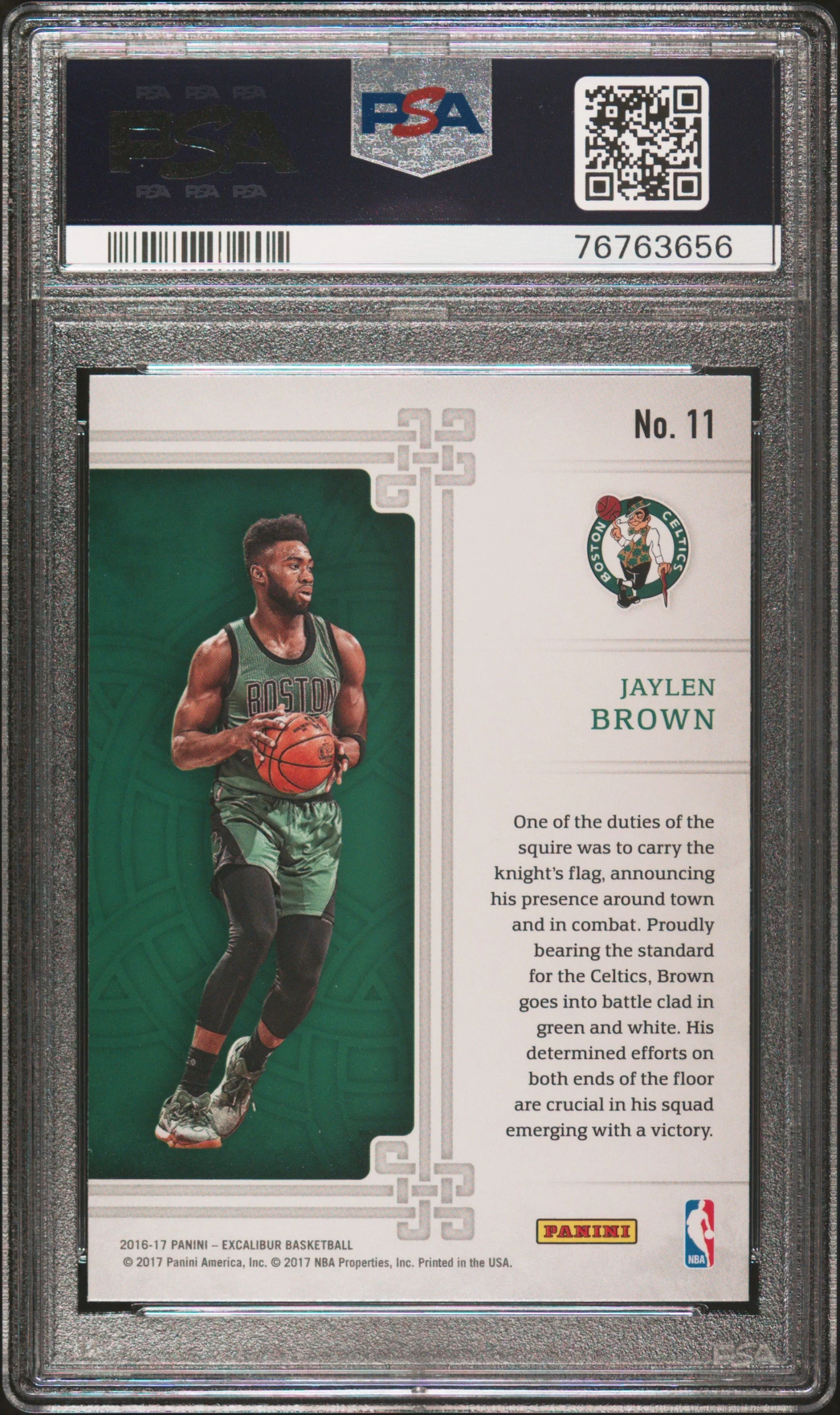 Graded 2016 Panini Excalibur Jaylen Brown #11 Squire Rookie RC Basketball Card PSA 10 Gem Mint - Image 2