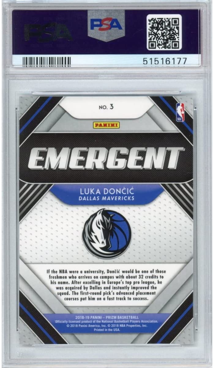 Graded 2018-19 Panini Prizm Luka Doncic #3 Emergent Rookie RC Basketball Card PSA 10 Gem Mint - Image 2