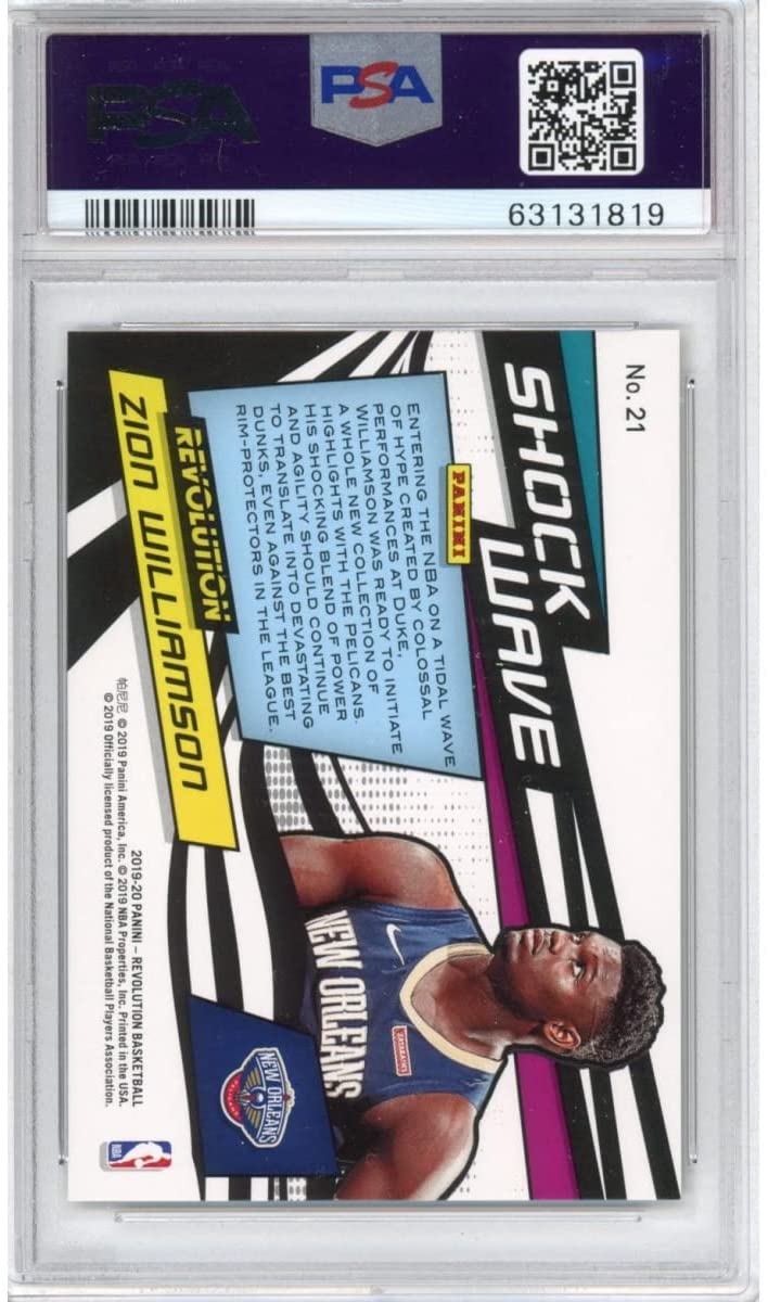 Graded 2019-20 Panini Revolution Zion Williamson #21 Shock Wave Rookie RC Basketball Card PSA 10 Gem Mint - Image 2