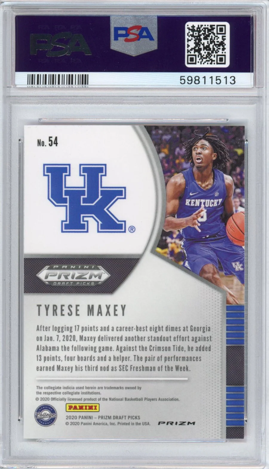 Graded 2020-21 Panini Prizm DP Draft Picks Tyrese Maxey #54 Pink Ice Rookie RC Basketball Card PSA 10 Gem Mint - Image 2