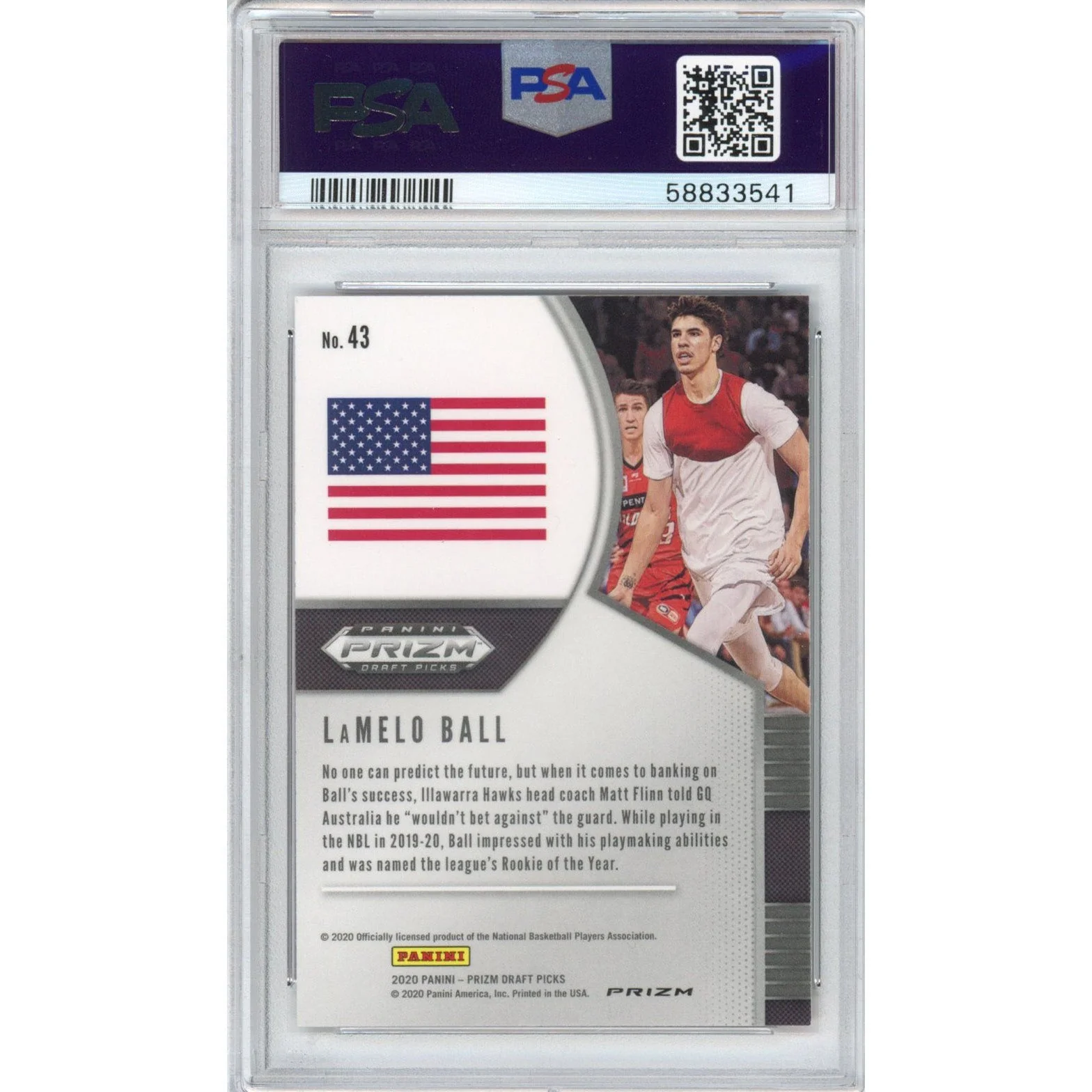 Graded 2020-21 Panini Prizm LaMelo Ball #43 Red Ice Rookie RC Basketball Card PSA 10 Gem Mint - Image 2