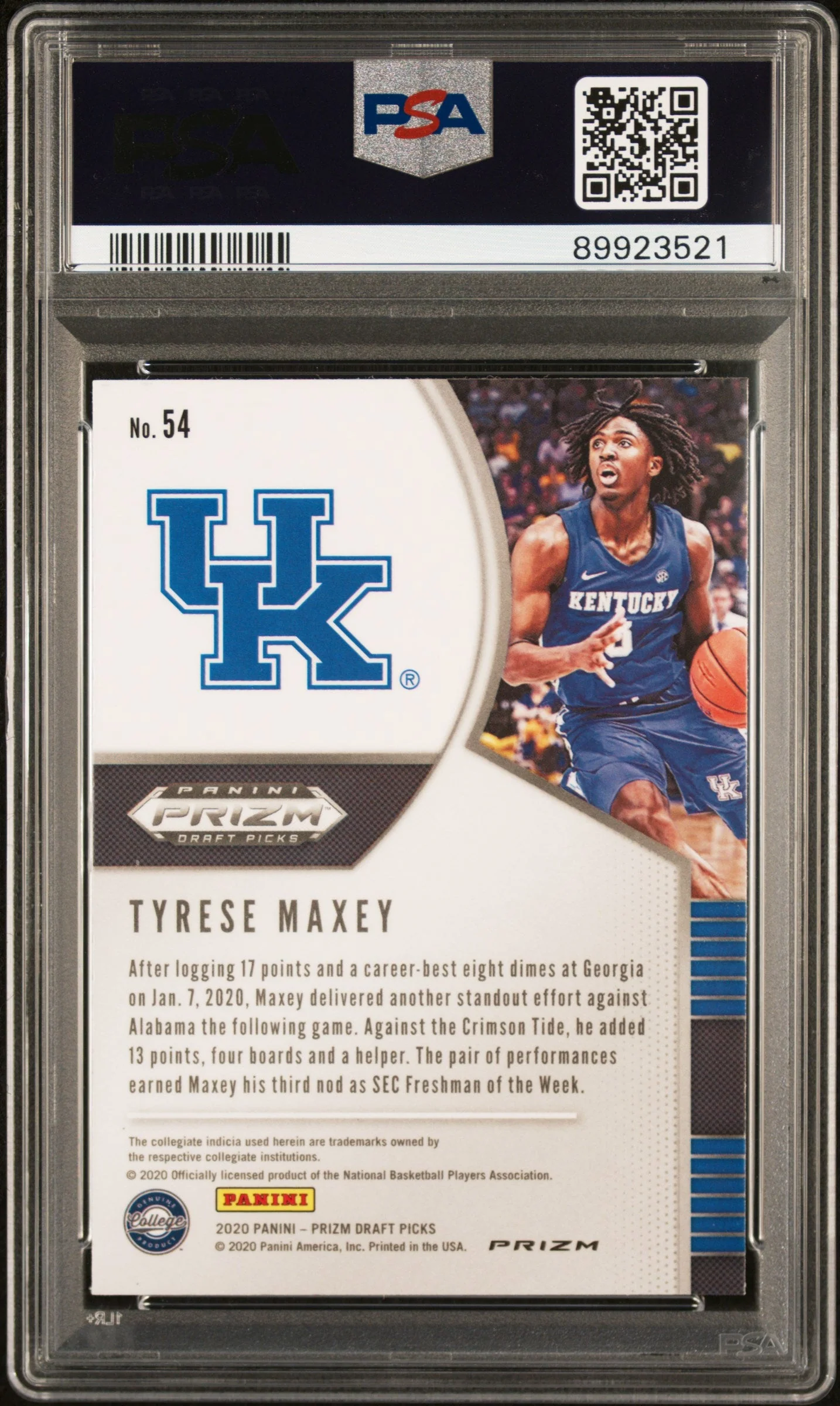 Graded 2020 Panini Prizm DP Tyrese Maxey #54 RWB Prizm Rookie RC Basketball Card PSA 10 Gem Mint - Image 2