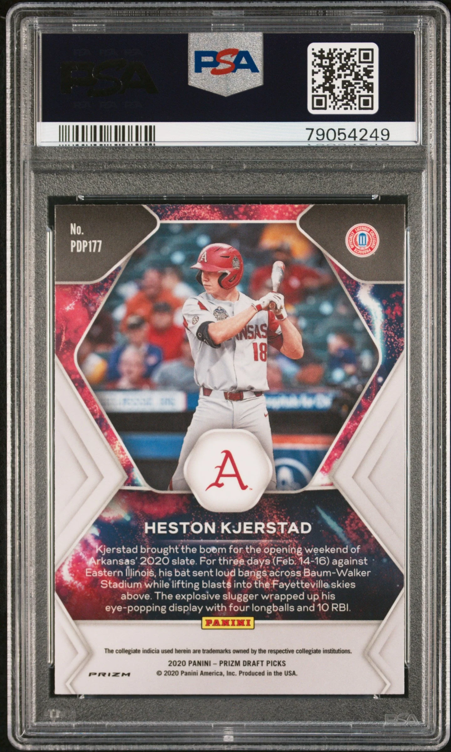 Graded 2020 Panini Prizm Draft Picks Heston Kjerstad #PDP177 Fireworks Silver Prizm Rookie RC Baseball Card PSA 10 Gem Mint - Image 2