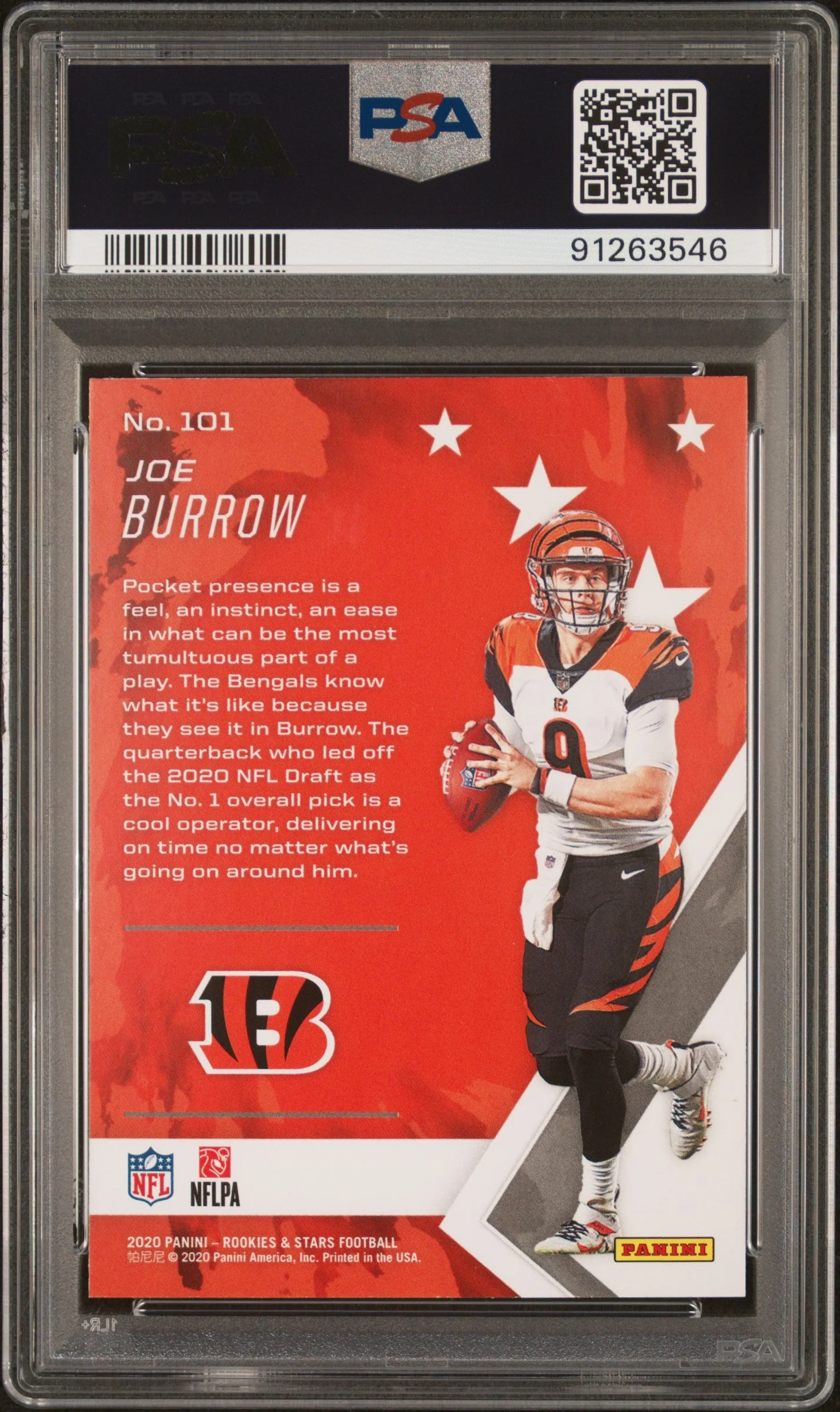Graded 2020 Panini Rookies & Stars Joe Burrow #101 Rookie RC Football Card PSA 10 Gem Mint - Image 2