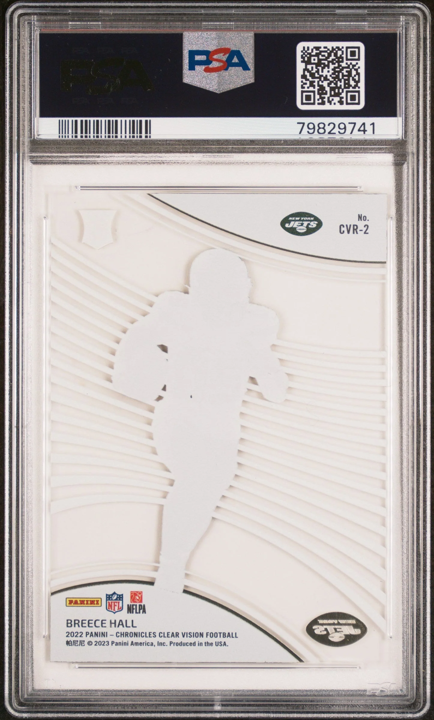 Graded 2022 Panini Chronicles Breece Hall #CVR2 Clear Vision Rookie RC Football Card PSA 10 Gem Mint - Image 2