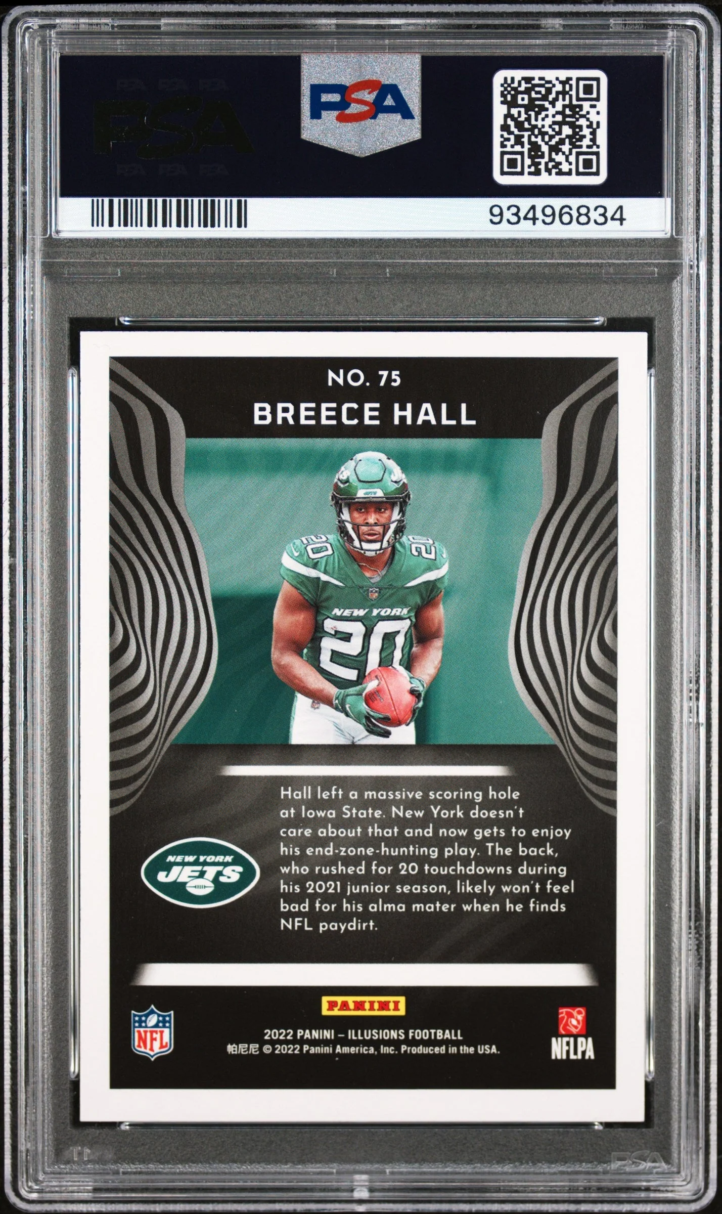 Graded 2022 Panini Illusions Breece Hall #75 Retail Rookie RC Football Card PSA 10 Gem Mint - Image 2