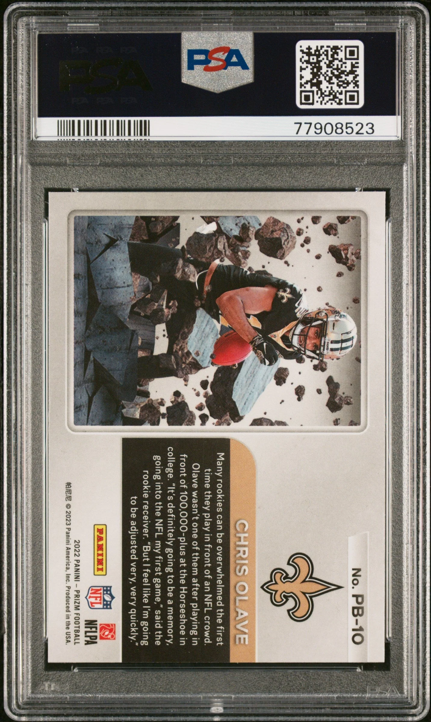 Graded 2022 Panini Prizm Chris Olave #PB10 Prizm Break Rookie RC Football Card PSA 10 Gem Mint - Image 2