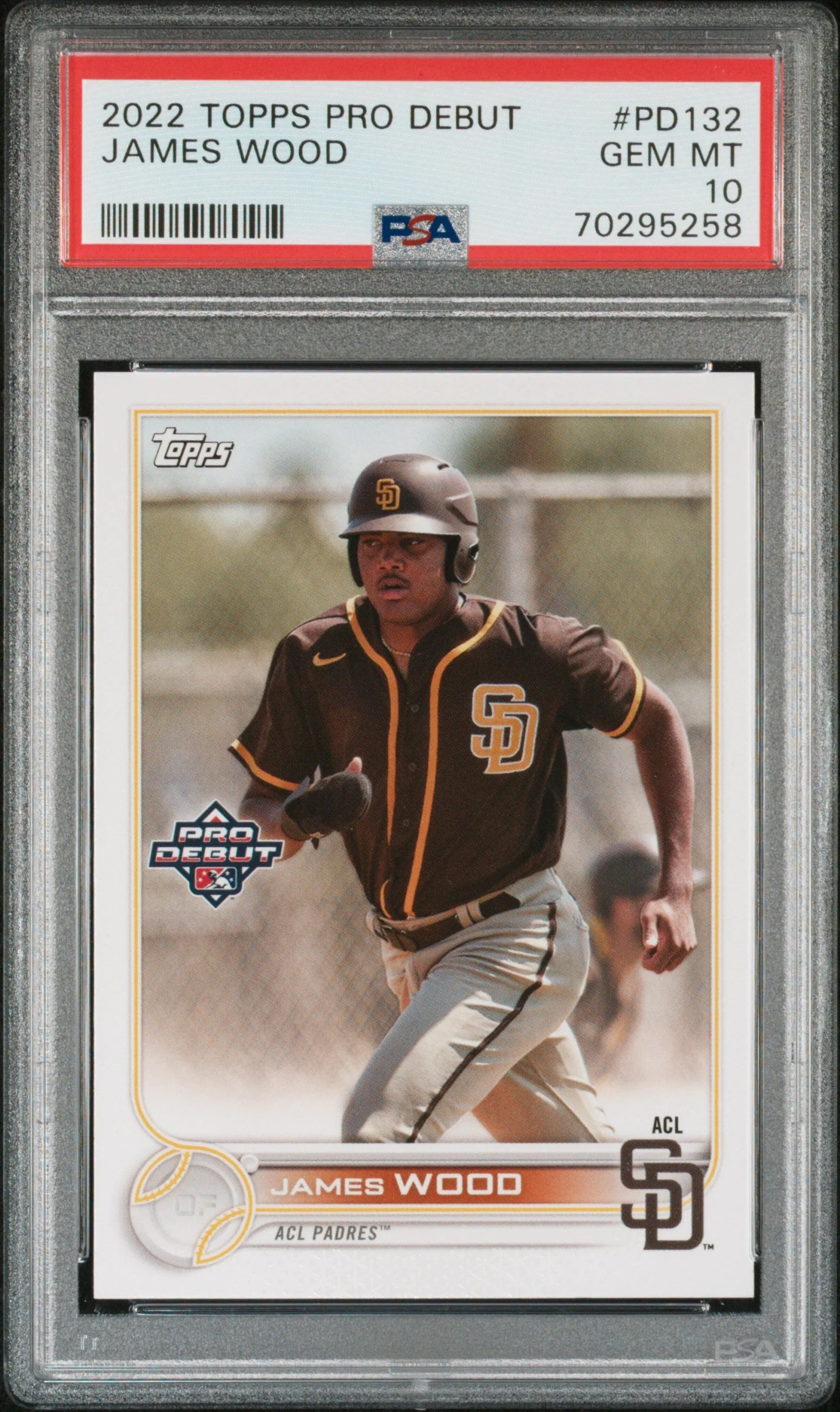 Graded 2022 Topps Pro Debut James Wood #PD132 Rookie RC Baseball Card PSA 10 Gem Mint