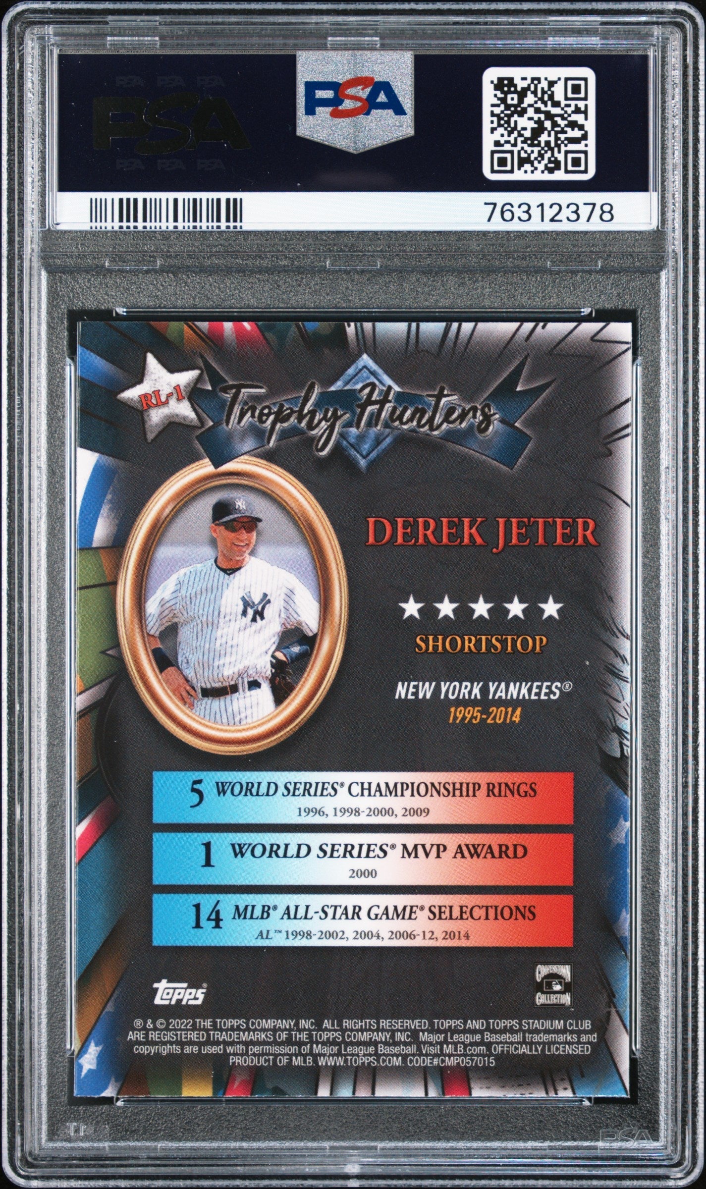 Graded 2022 Topps Stadium Club Chrome Derek Jeter #RL1 Trophy Hunters Baseball Card PSA 10 Gem Mint - Image 2
