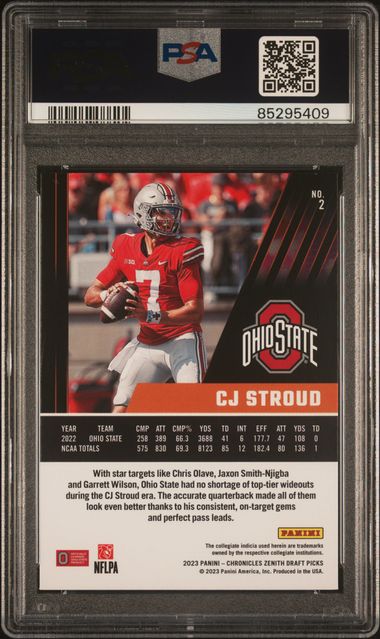 Graded 2023 Panini Chronicles DP CJ Stroud #2 Zenith Rookie RC Football Card PSA 10 Gem Mint - Image 2