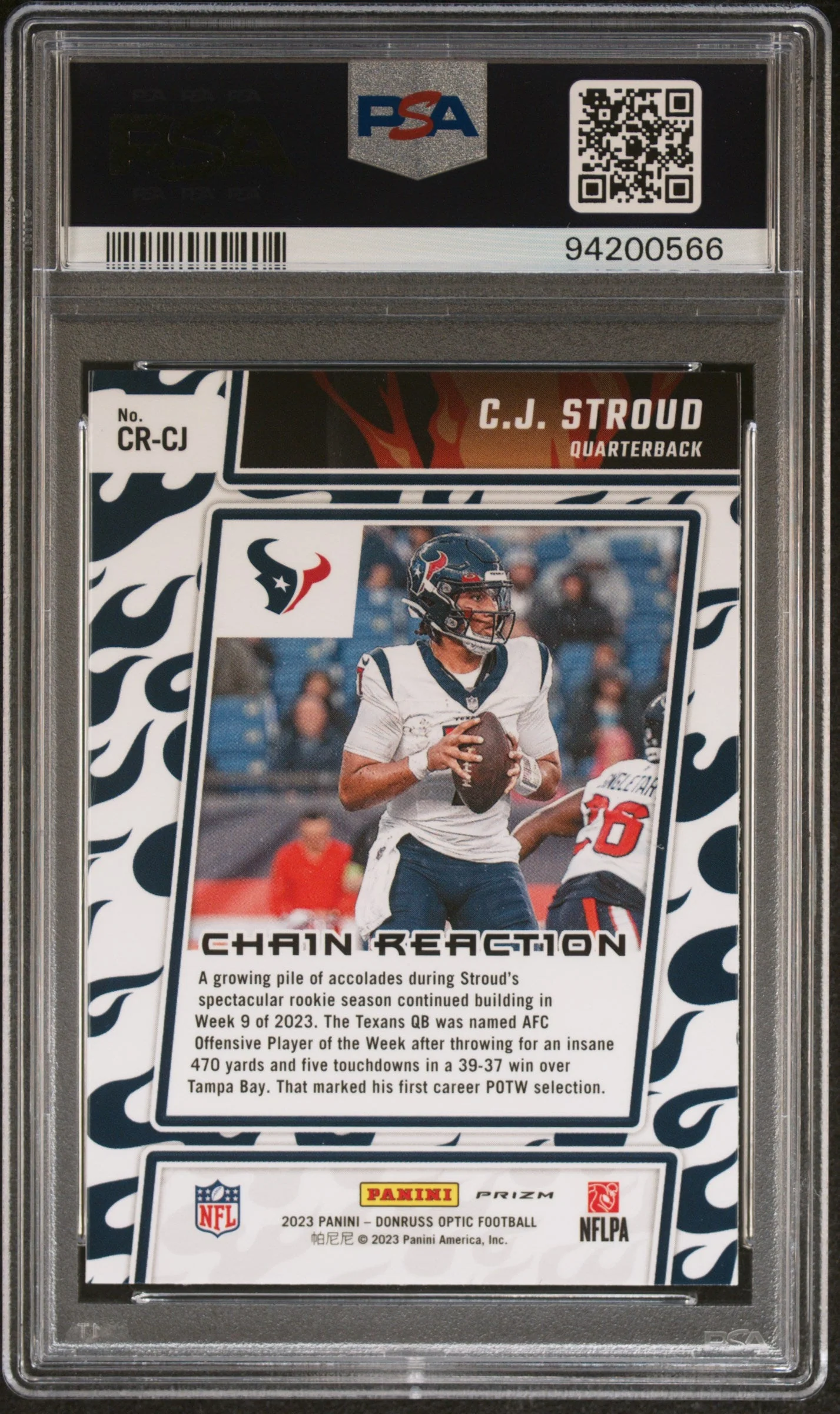 Graded 2023 Panini Donruss Optic CJ Stroud #CRCJ Chain Reaction Rookie RC Football Card PSA 10 Gem Mint - Image 2