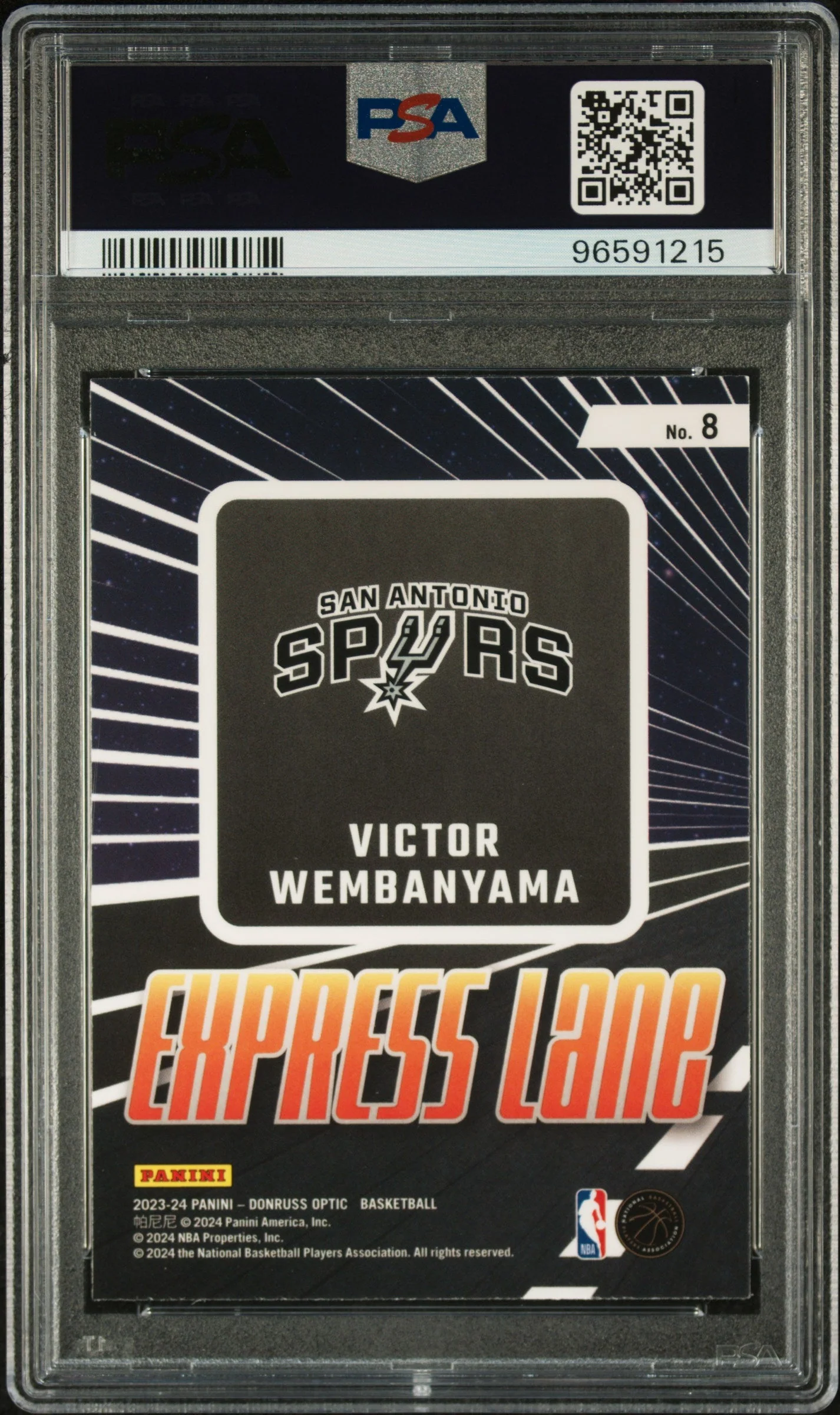 Graded 2023 Panini Donruss Optic Victor Wembanyama #8 Express Lane Rookie RC Basketball Card PSA 10 Gem Mint - Image 2