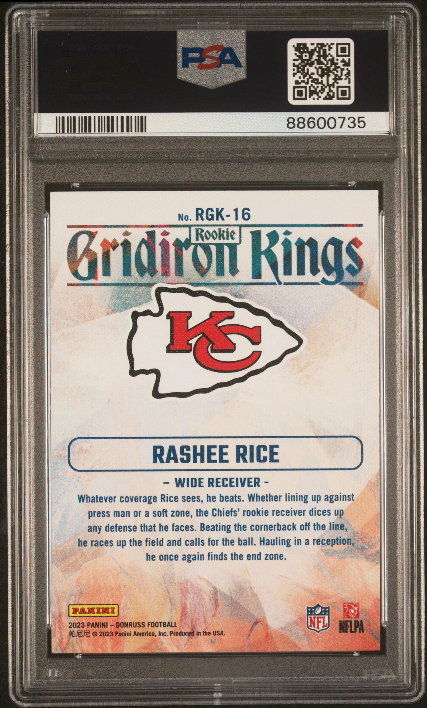Graded 2023 Panini Donruss Rashee Rice #RGK16 Rookie Gridiron Kings Rookie RC Football Card PSA 10 Gem Mint - Image 2