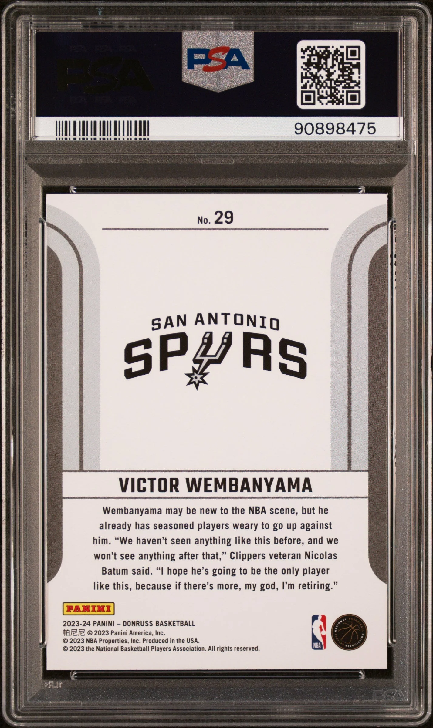 Graded 2023 Panini Donruss Victor Wembanyama #29 Franchise Features Rookie RC Basketball Card PSA 10 Gem Mint - Image 2