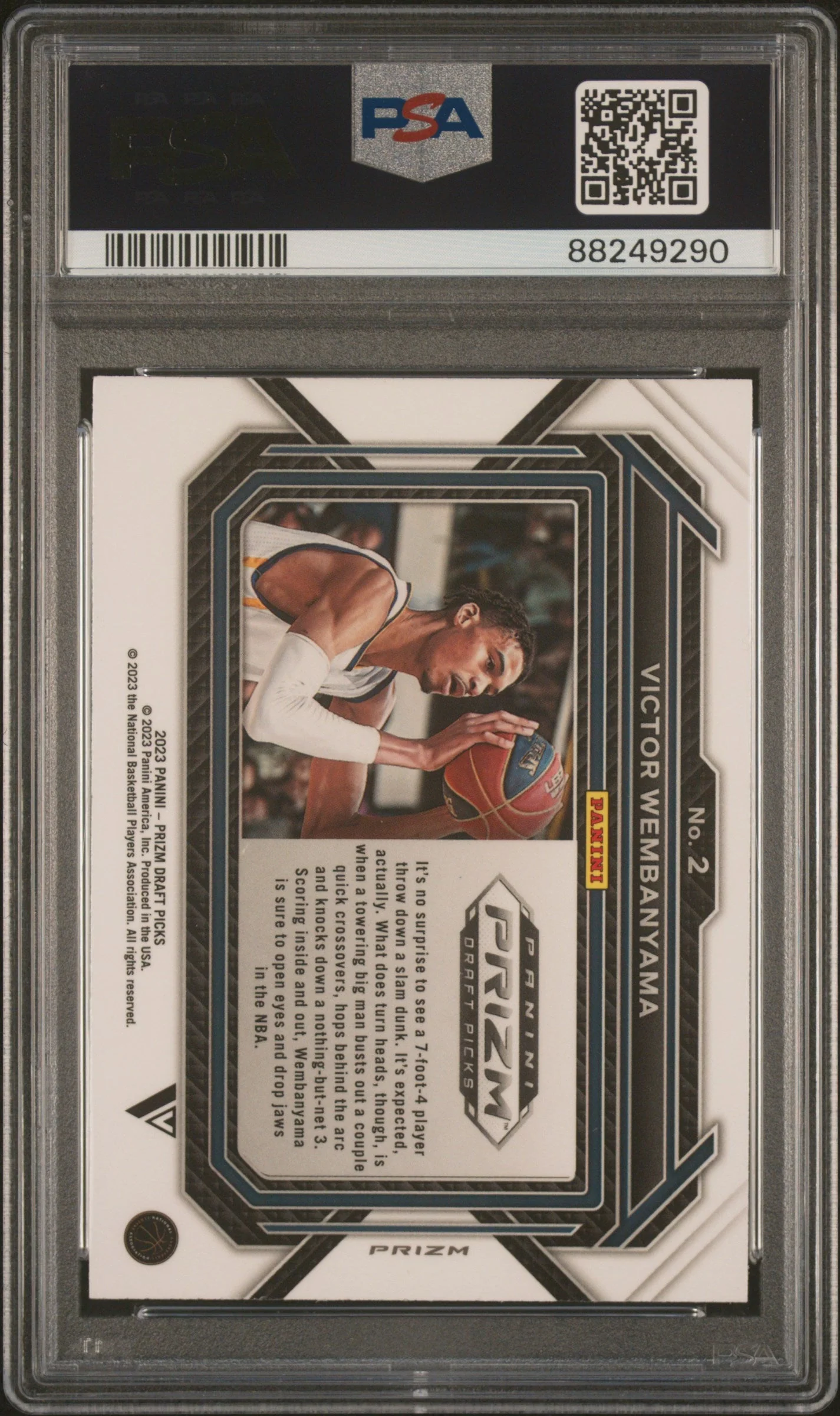Graded 2023 Panini Prizm Draft Picks Victor Wembanyama #2 Variation Purple Wave Rookie RC Basketball Card PSA 10 Gem Mint - Image 2