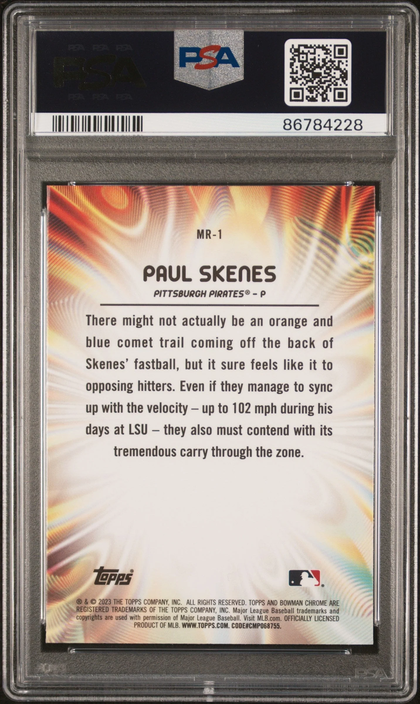 Graded 2023 Topps Bowman Draft Paul Skenes #MR1 Mood Ring Rookie RC Baseball Card PSA 10 Gem Mint - Image 2