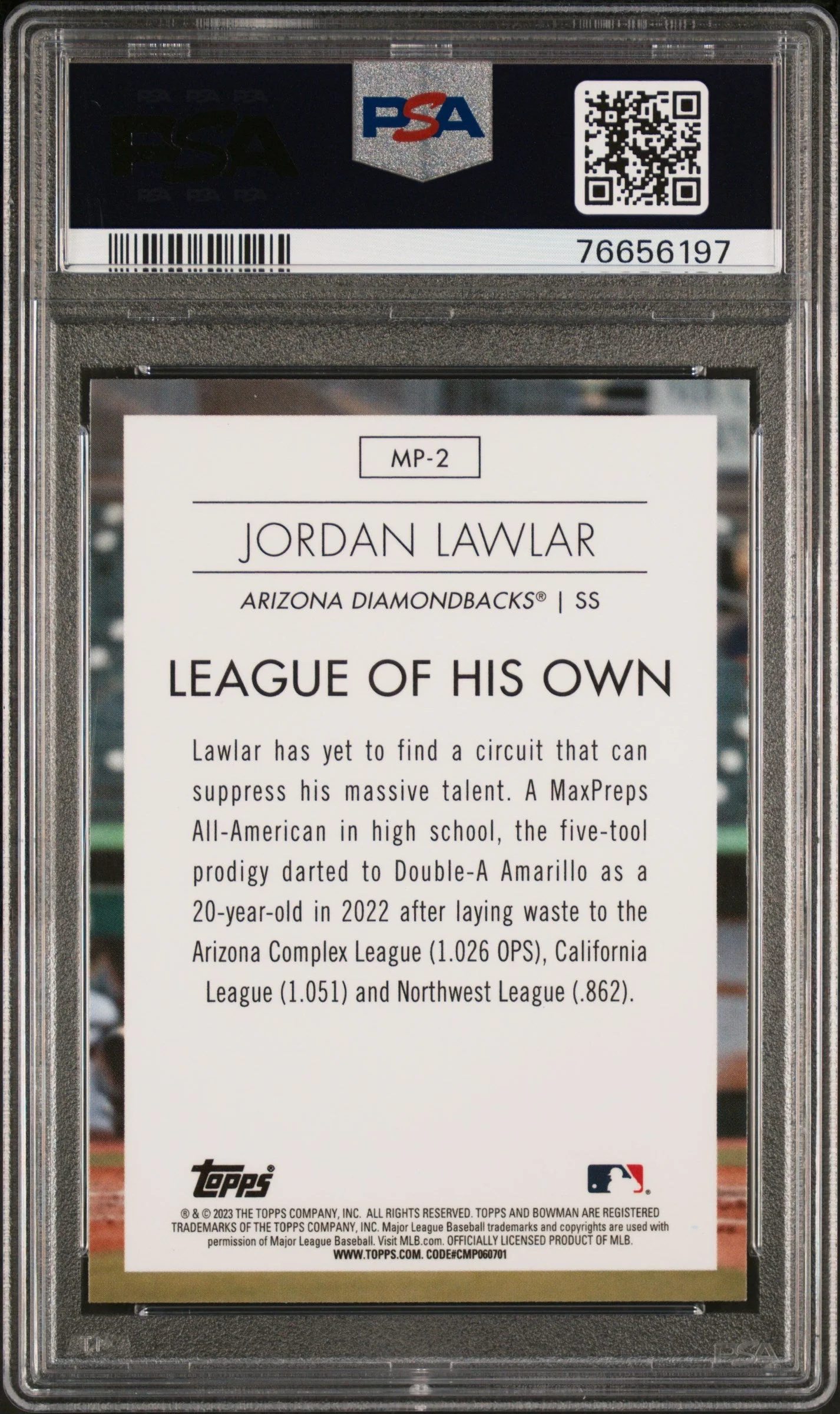Graded 2023 Topps Bowman Jordan Lawler #MP2 Modern Prospects Rookie RC Baseball Card PSA 10 Gem Mint - Image 2