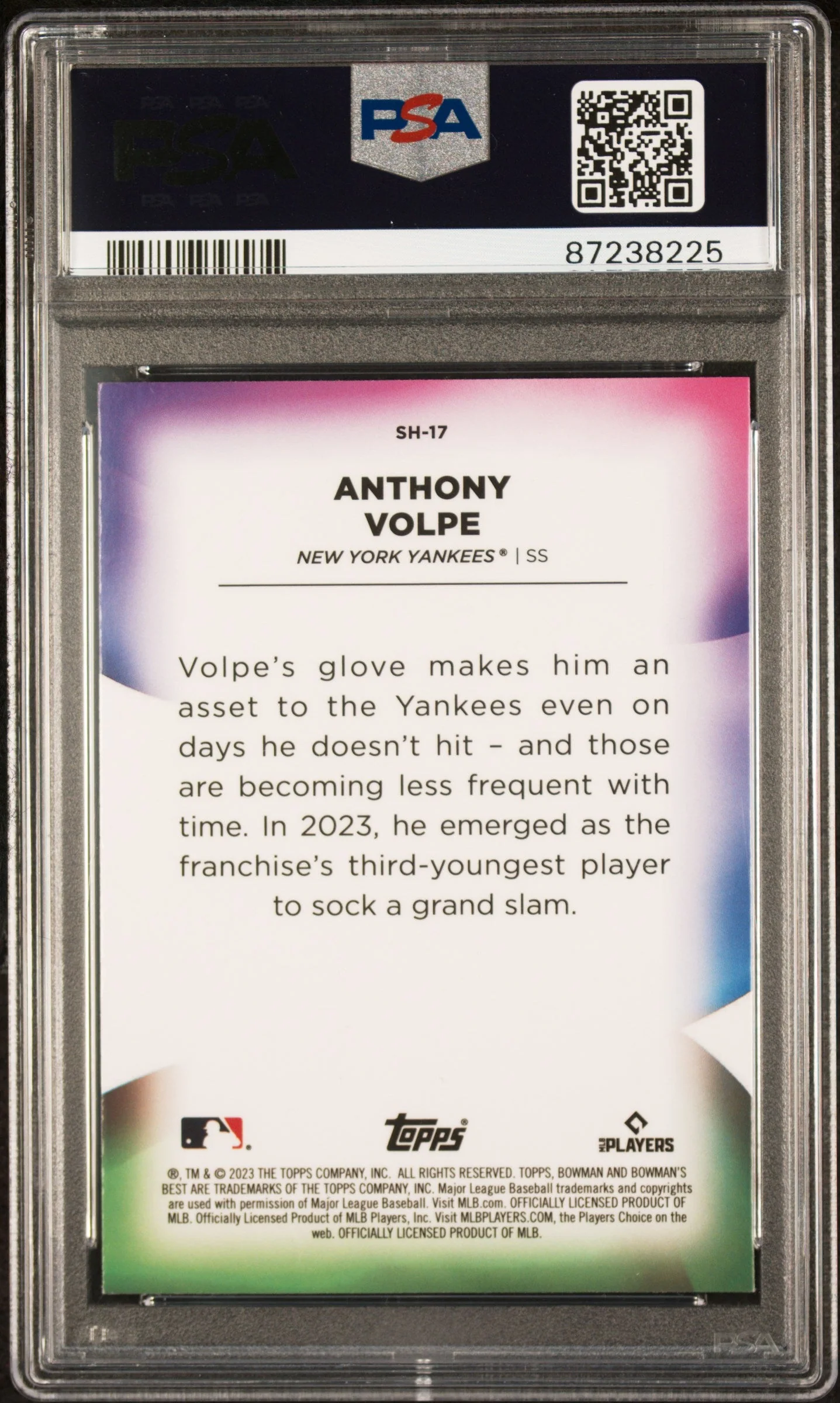 Graded 2023 Topps Bowmans Best Anthony Volpe #SH17 Shellacked Rookie RC Baseball Card PSA 10 Gem Mint - Image 2
