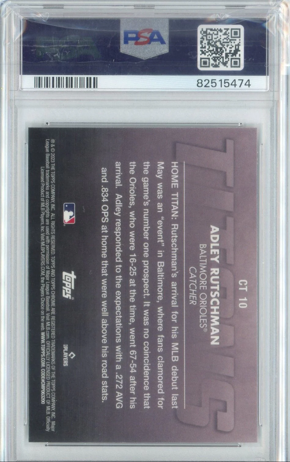 Graded 2023 Topps Chrome Adley Rutschman #CT10 Titans Rookie RC Baseball Card PSA 10 Gem Mint - Image 2