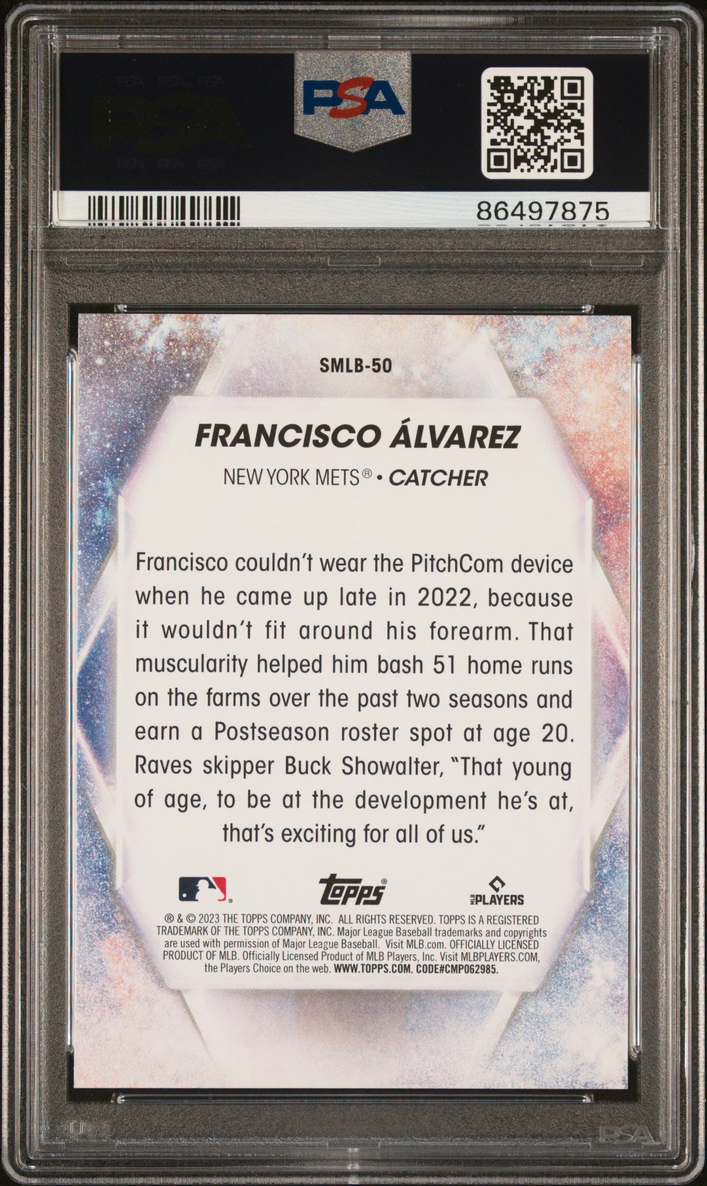 Graded 2023 Topps Francisco Alvarez #SMLB50 Stars of MLB Rookie RC Baseball Card PSA 10 Gem Mint - Image 2