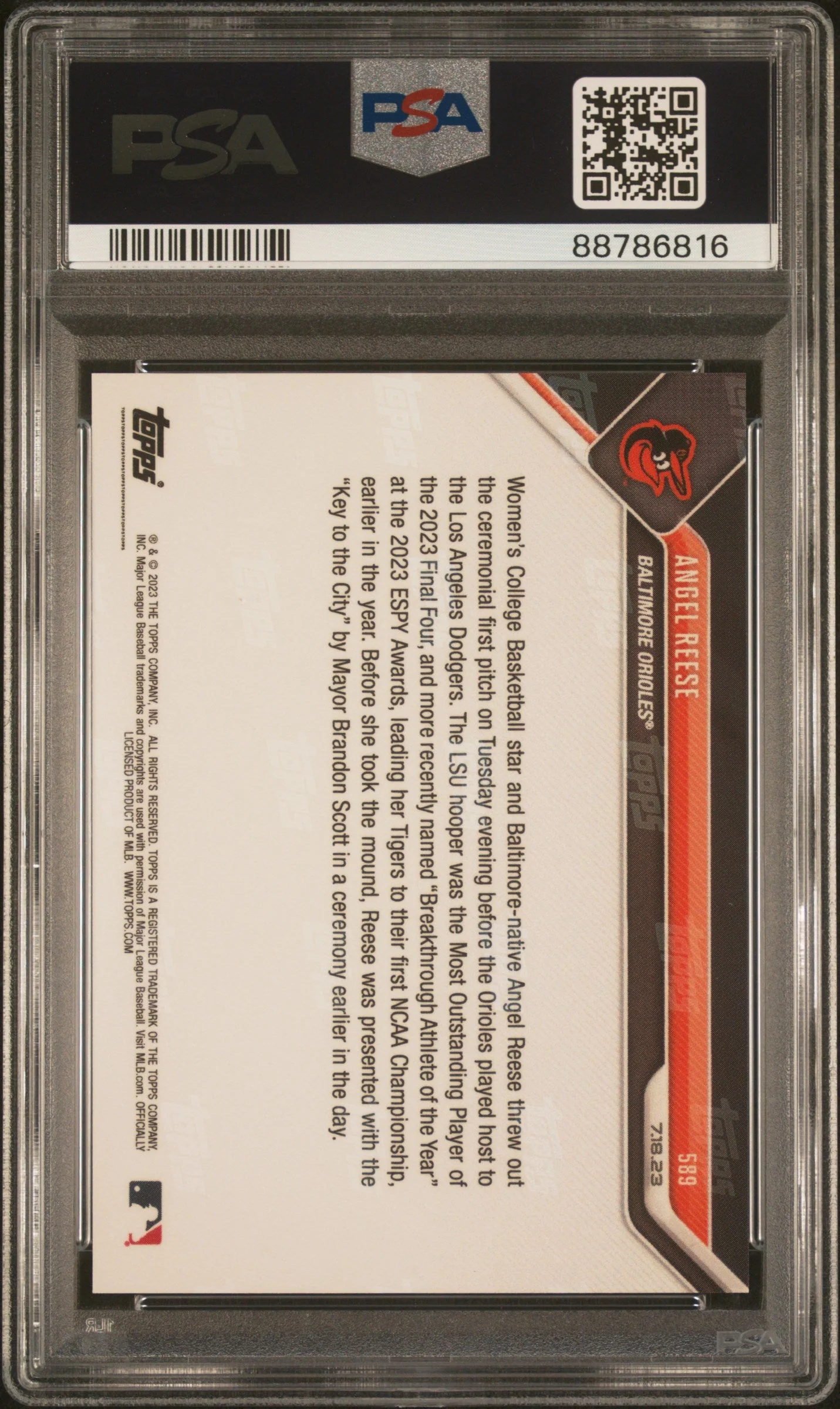 Graded 2023 Topps Now Angel Reese #589 Rookie RC Basketball Card PSA 10 Gem Mint - Image 2