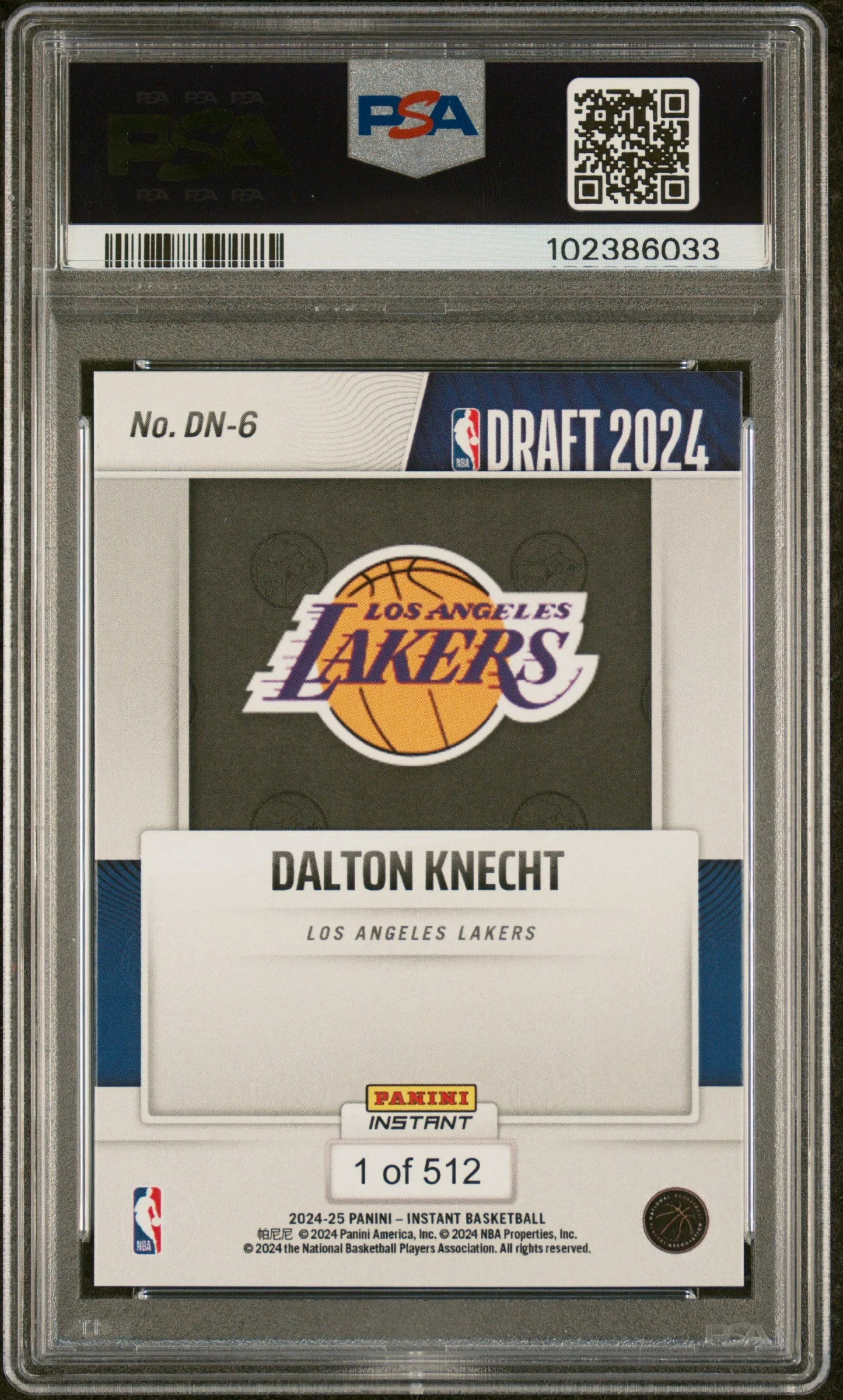 Graded 2024 Panini Instant NBA Dalton Knecht #DN6 Draft Night Rookie RC Basketball Card PSA 9 Mint - Image 2