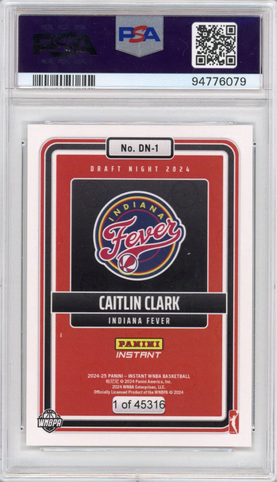 Graded 2024 Panini Instant WNBA Caitlin Clark #DN1 Draft Night Rookie RC Basketball Card PSA 10 Gem Mint - Image 2