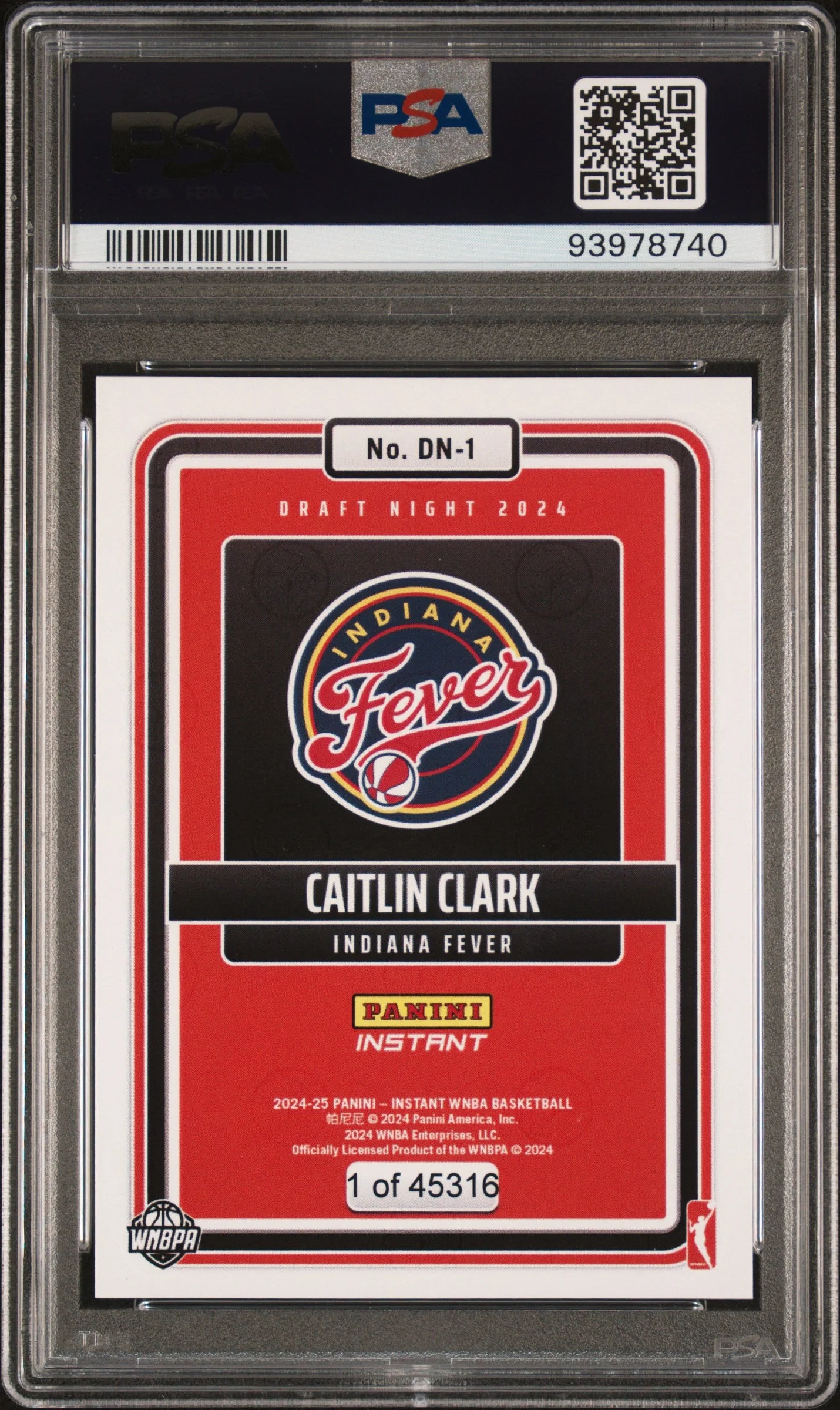 Graded 2024 Panini Instant WNBA Caitlin Clark #DN1 Draft Night Rookie RC Basketball Card PSA 9 Mint - Image 2