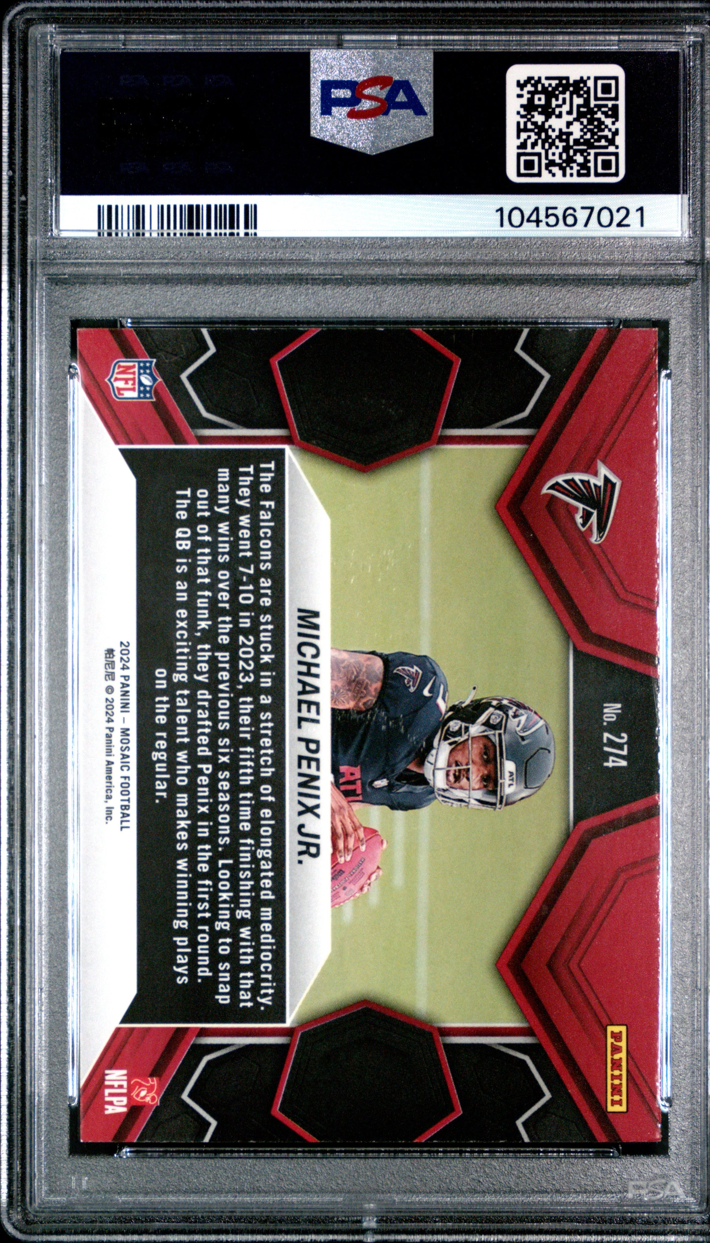 Graded 2024 Panini Mosaic Michael Penix Jr #274 Rookie RC Football Card PSA 10 Gem Mint - Image 2