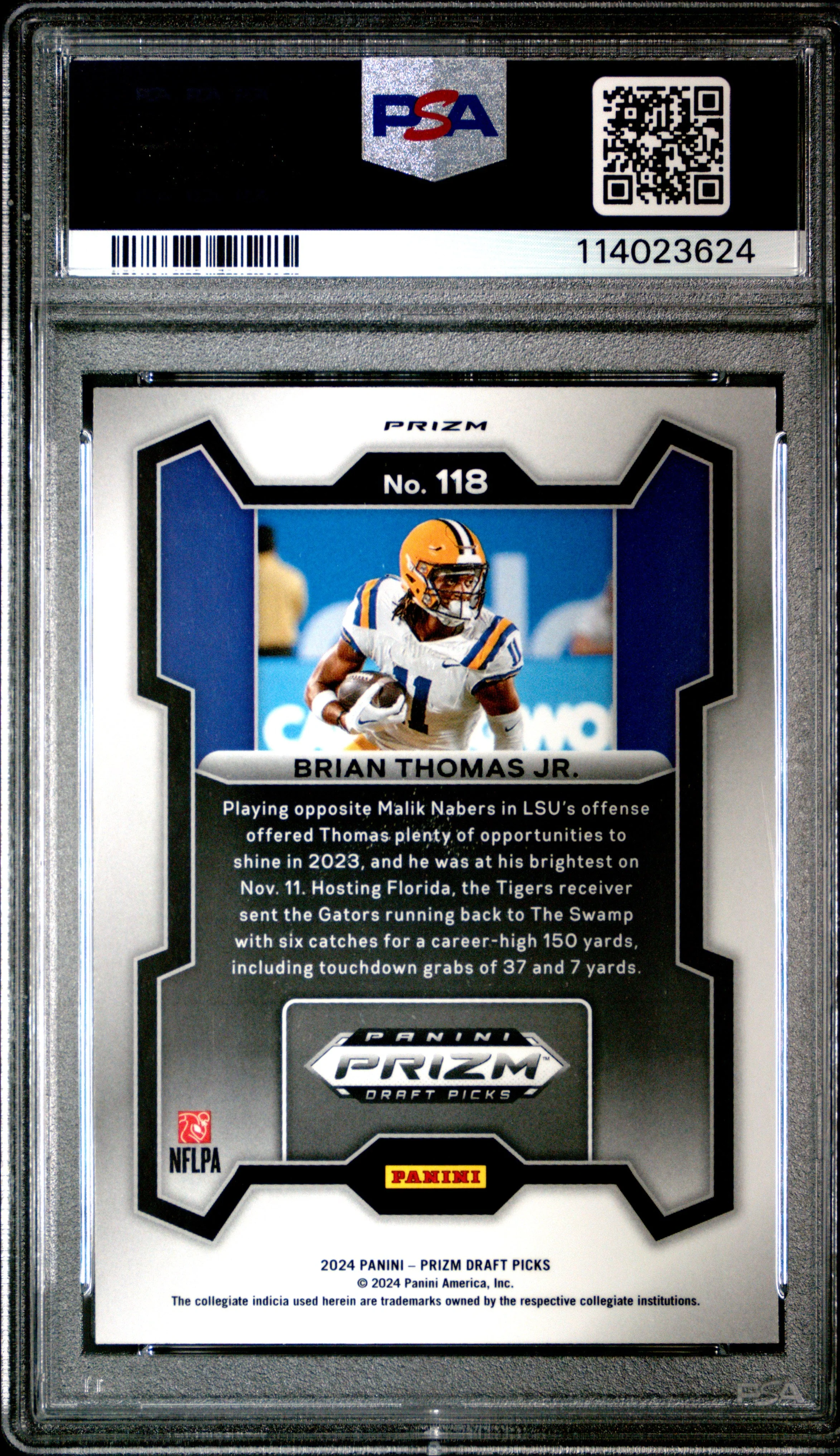 Graded 2024 Panini Prizm Draft Picks Brian Thomas Jr #118 Red Ice Rookie RC Football Card PSA 10 Gem Mint - Image 2