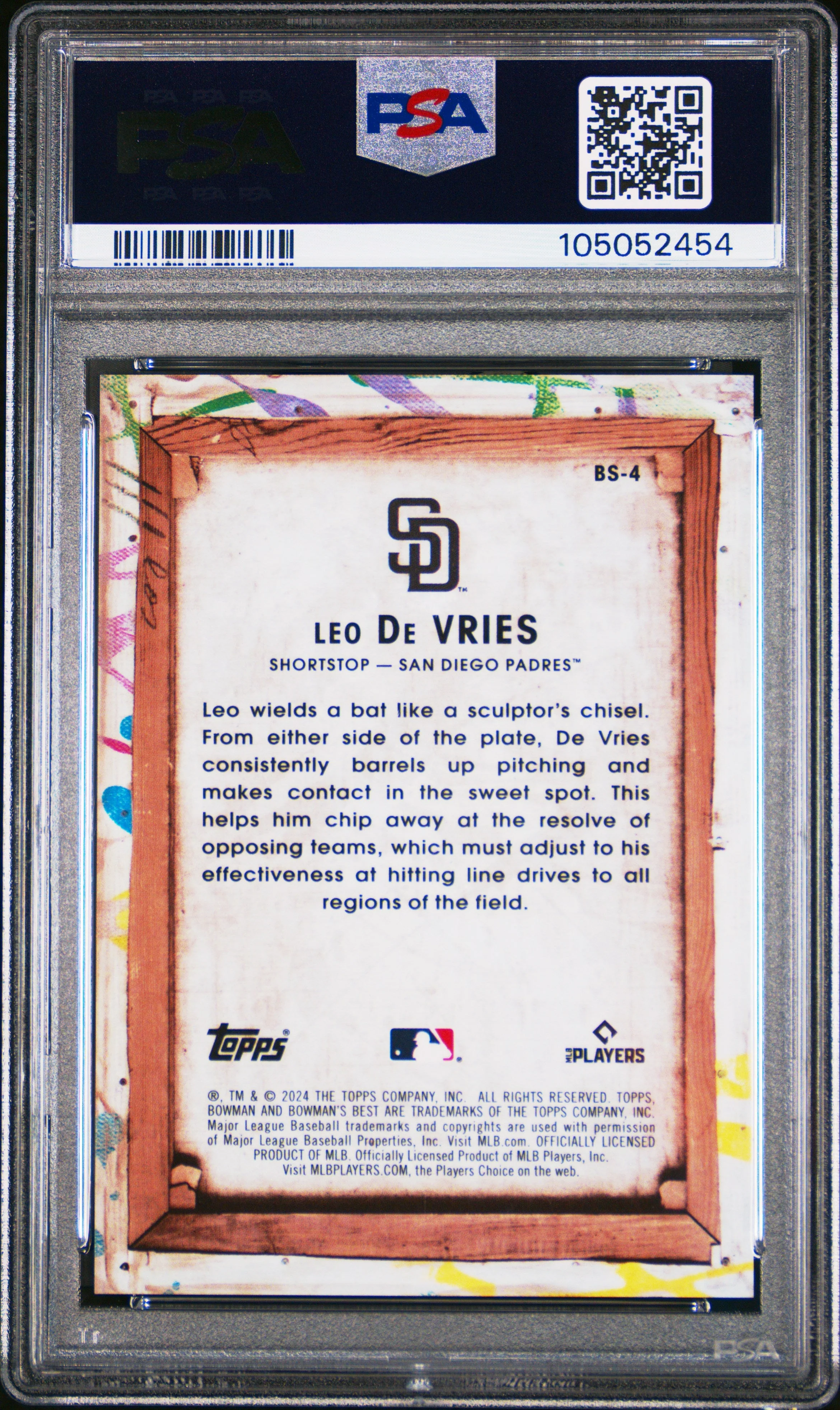 Graded 2024 Topps Bowmans Best Leo De Vries #BS4 Bowman Showpieces Rookie RC Baseball Card PSA 10 Gem Mint - Image 2