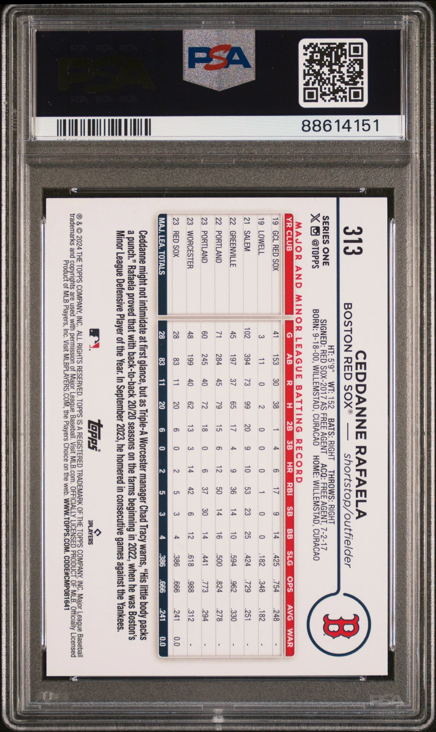 Graded 2024 Topps Ceddanne Rafaela #313 Holiday Rookie RC Baseball Card PSA 10 Gem Mint - Image 2
