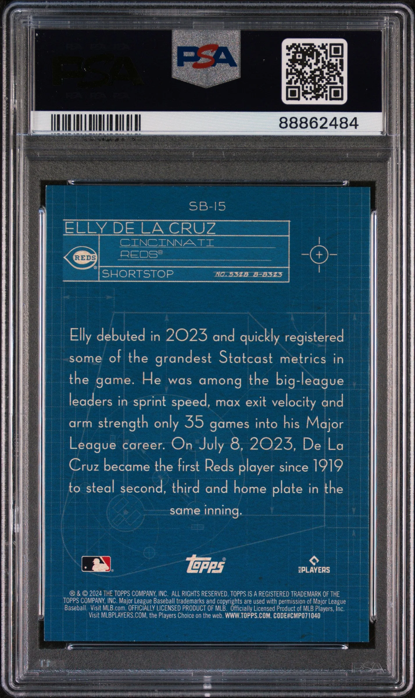 Graded 2024 Topps Elly De La Cruz #SB15 Superstar Blueprint Rookie RC Baseball Card PSA 10 Gem Mint - Image 2