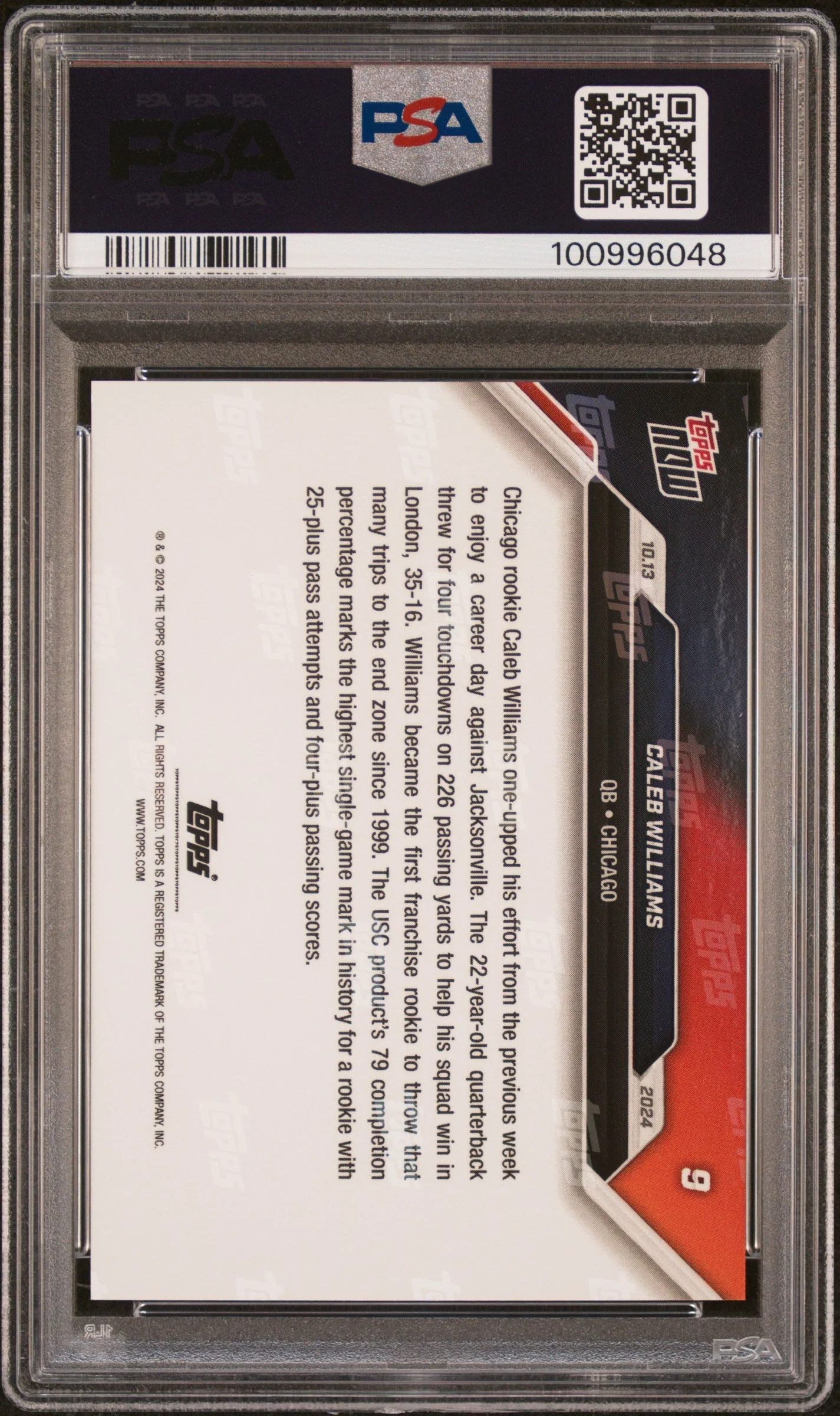 Graded 2024 Topps Now Caleb Williams #9 Rookie RC Football Card PSA 10 Gem Mint - Image 2